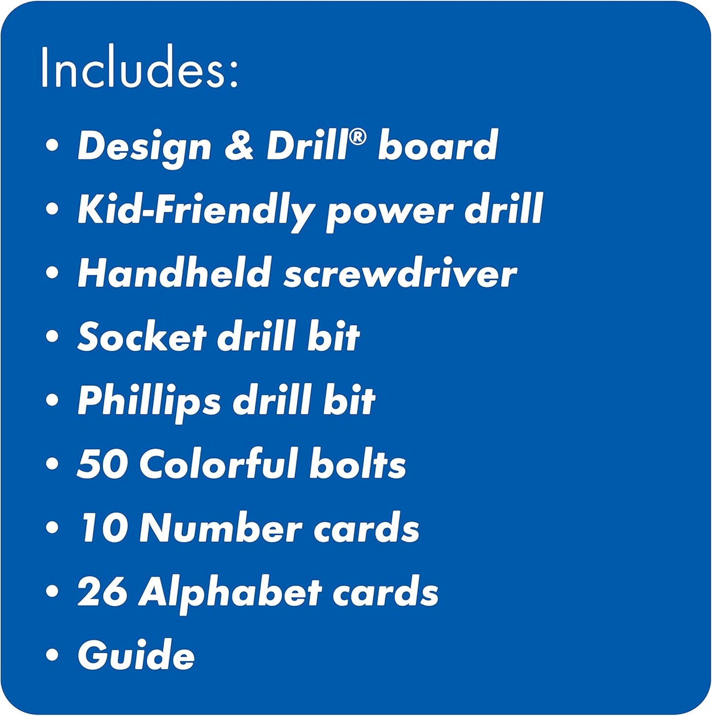 Educational Insights Design & Drill ABCs & 123s - Building Construction Toys for Toddlers, Kids Tool Set with Drill Toy, Preschool Learning Activities, Toddler STEM Toys for 3+ Year Old