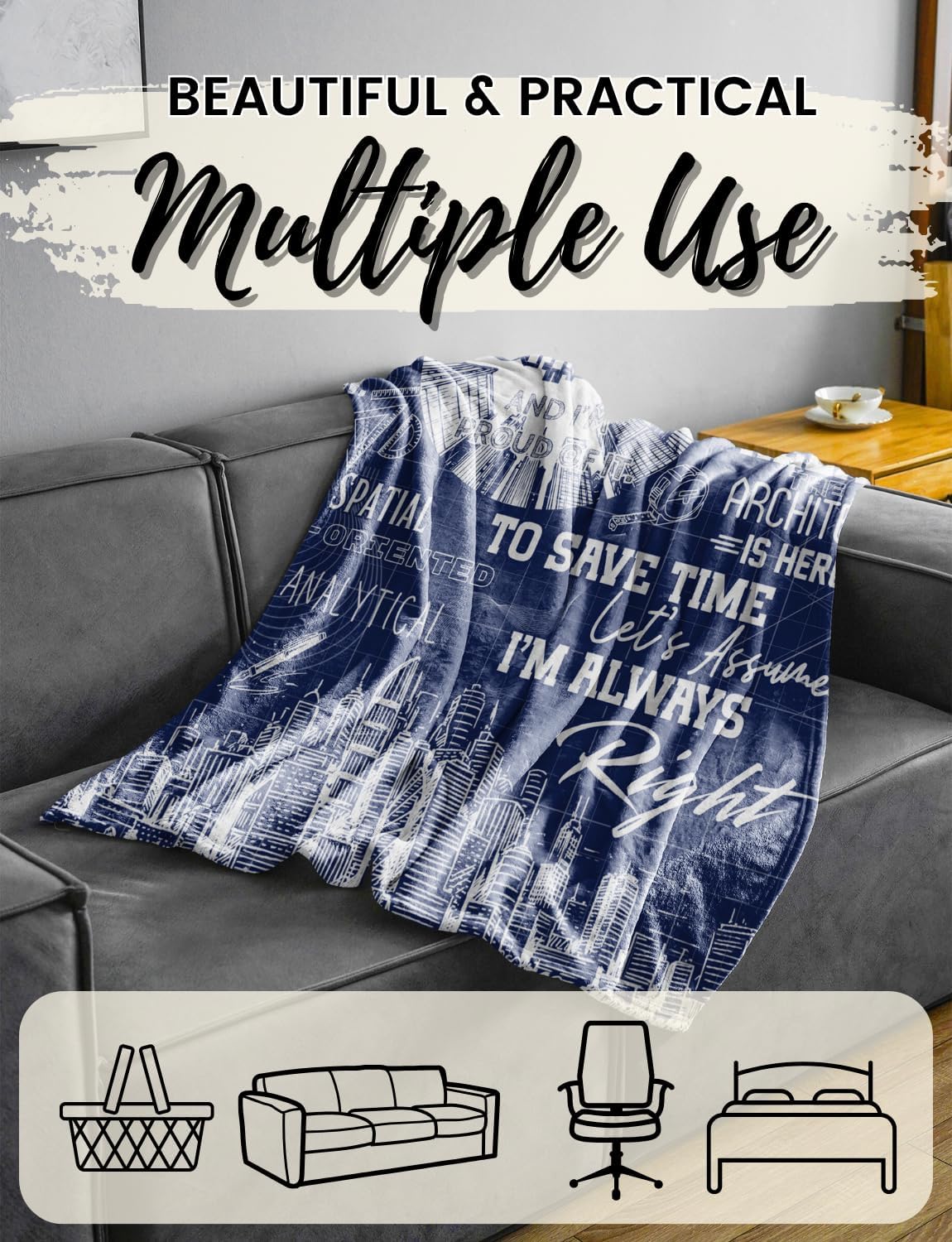 InnoBeta Gifts for an Architect, Architect Throw Blanket - Flannel 50x65 Inches Blanket - Christmas, Birthday, Graduation, Thanksgiving Gift