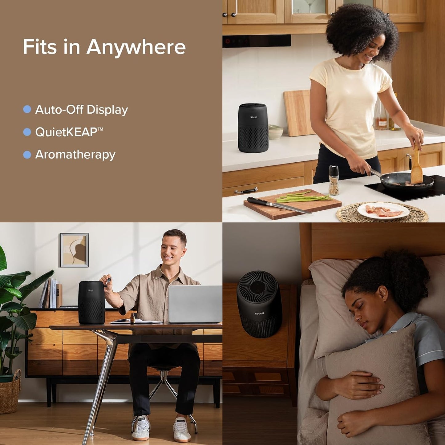 LEVOIT Air Purifiers for Bedroom Home, AHAM VERIFIDE, 3-in-1 Filter with Fragrance Sponge for Better Sleep, Filters Smoke, Allergies, Pet Dander, Odor, Dust, Office, Portable, Core Mini-P, Black