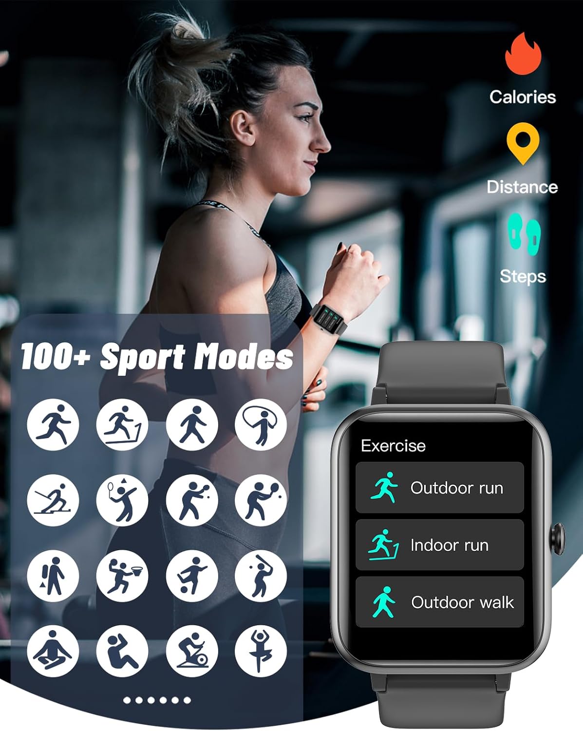 GRV Smart Watch for iOS and Android Phones (Answer/Make Calls), Watches for Men Women IP68 Waterproof Smartwatch Fitness Tracker Watch with Heart Rate/Sleep Monitor Steps Calories Counter (Black)