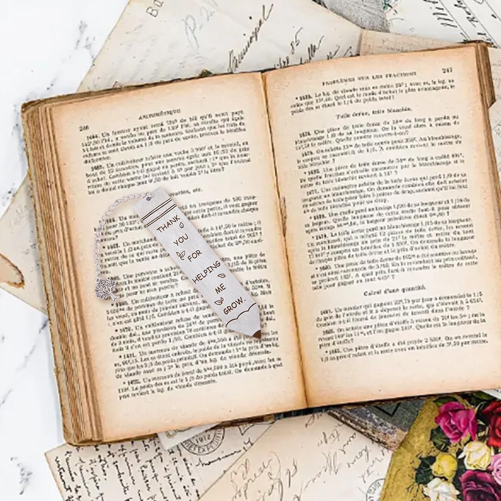 3Pcs Engravable Metal Bookmarks Blank Book Marks with Tassel Pen Shape Motivational Words Tree Stainless Steel Silver Book Markers for Readers School Students Page Textbook DIY Reading Gifts