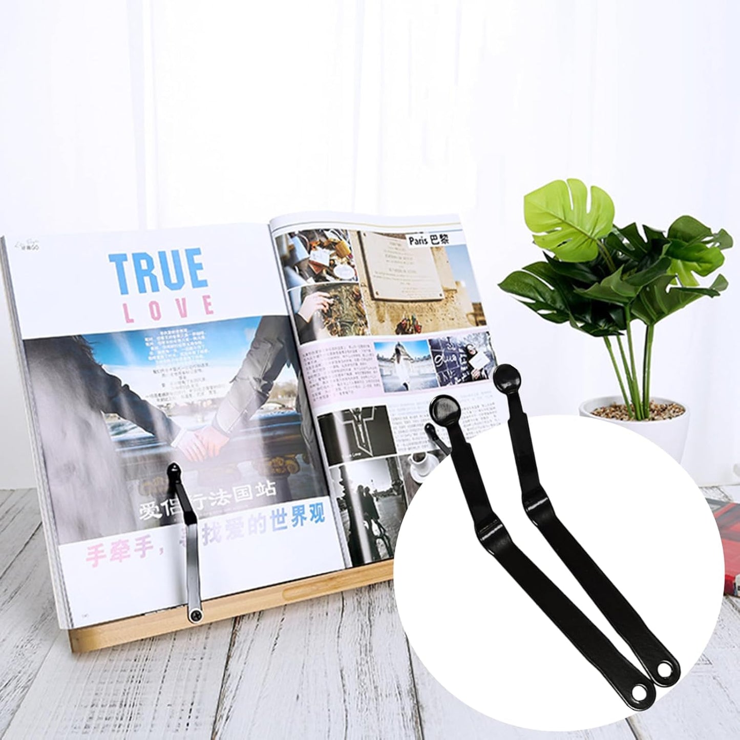 6 Pack Book Stand with Torsion Spring and Screws - Bamboo Tray Cookbook Music Book Frame Rest for Desktop