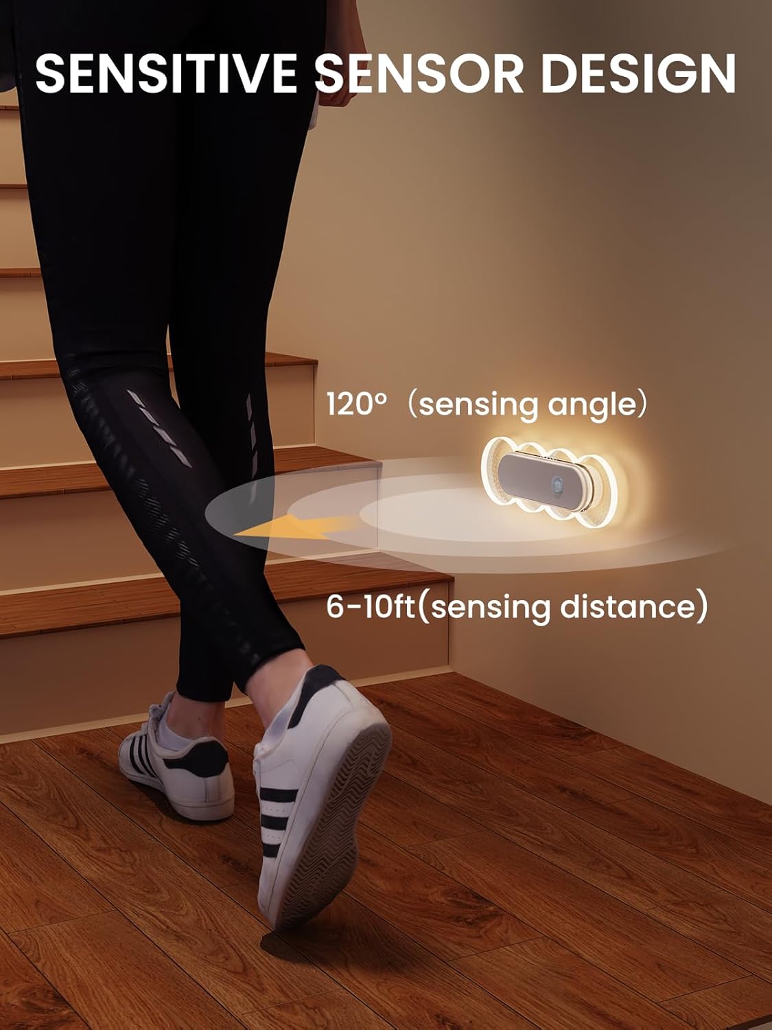 Motion Sensor Night Light for Bathroom & Toilet, Rechargeable Wireless Stick-On Indoor Lights, Magnetic No Drill for Hallway Stairs Bedroom, Warm White 3000K LED, Auto On/Off, 2 Pack