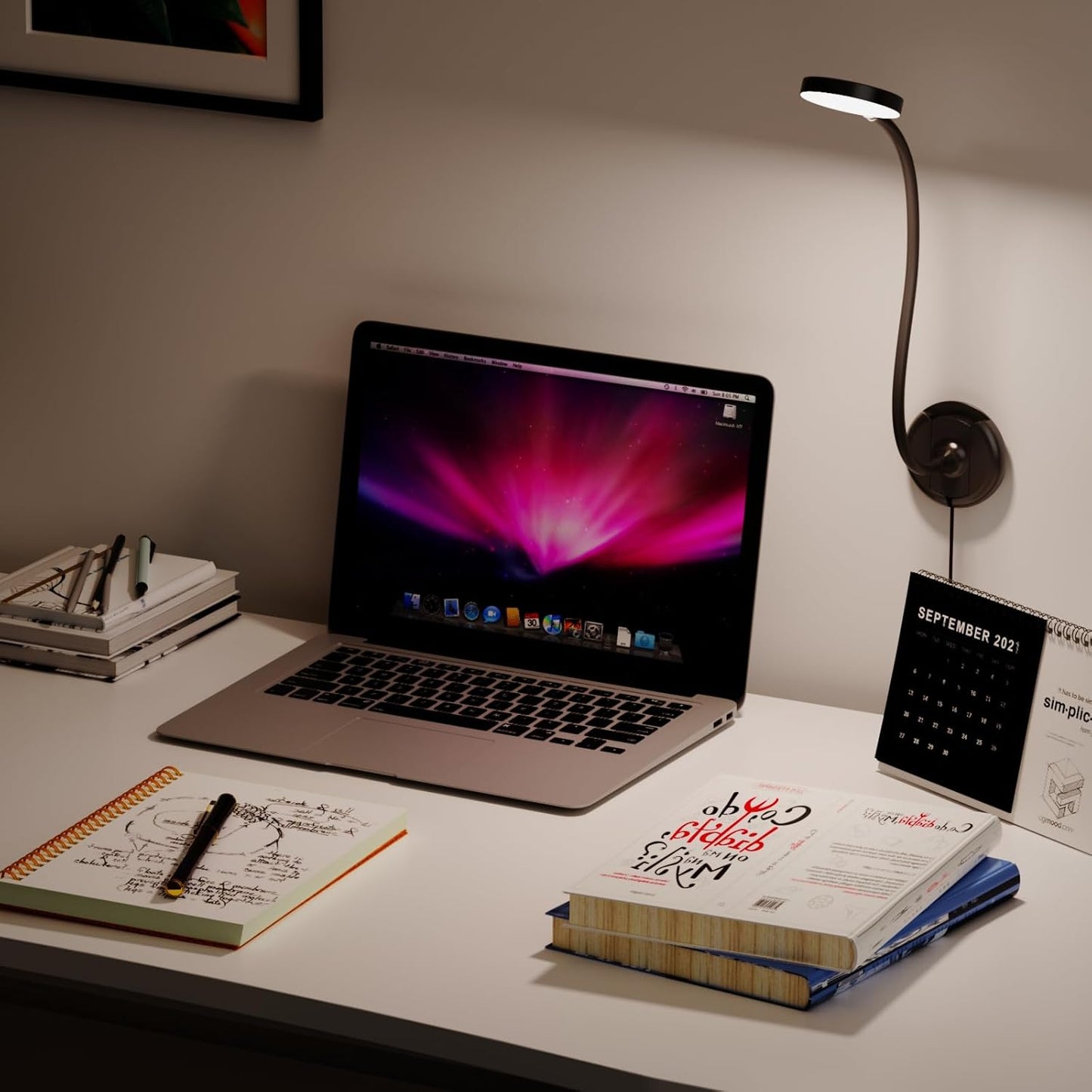 ENUOTEK LED Wall Mounted Reading Light with Gooseneck for Books in Bed, USB Operated Black LED Bedroom Wall Lamp, 100%-70%-35%-15% Dimmable and 5000K- 4000K- 3000K Adjustable Lighting Colors
