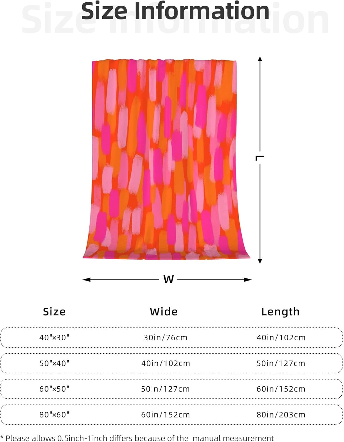 Abstract Retro 70s Pink Orange Paint Brush Blankets 30"x40" Lightweight Flannel Fleece Cozy Aesthetic Throw Blanket Home Decor for Couch Bed Sofa Bedroom Living Room Trendy Funky Dormitory College
