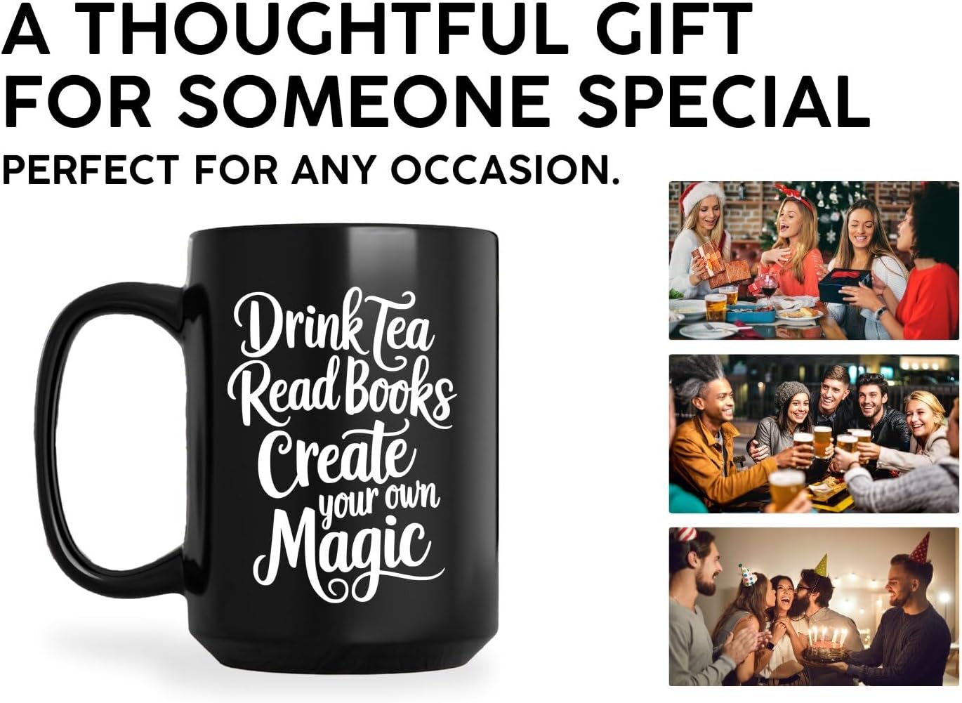 Book Lovers Coffee Mug 15oz Black -Tea - Gift for Book Club Bookworm Bookish Reading Nerdy Avid Readers Women