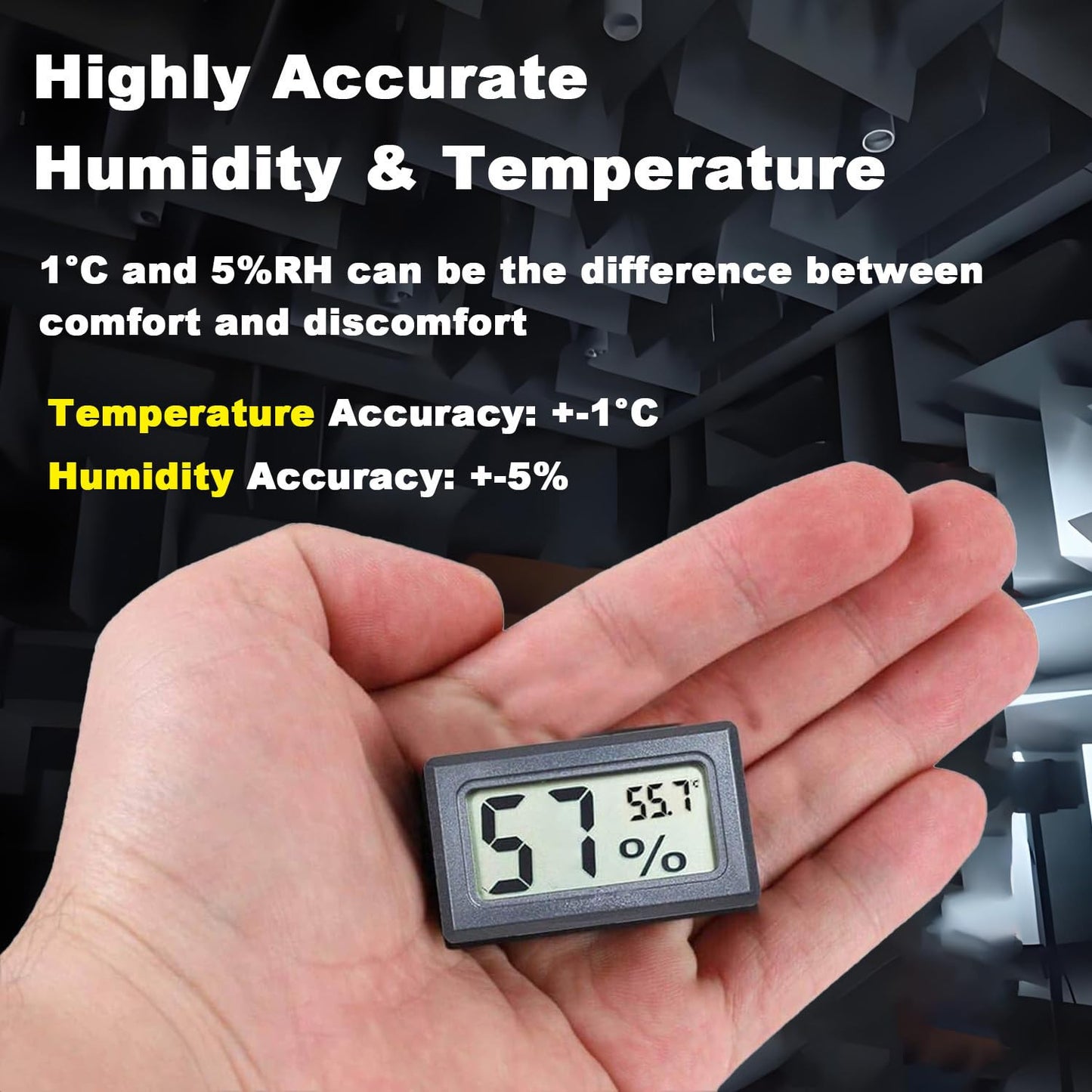 Indoor Digital Display Thermometer Hygrometer Temperature Meter Humidity Monitor with Clear Accurate Reading Temperature Humidity Gauge for Bedroom Garage Warehouse Home Office Car Greenhouse 2pcs