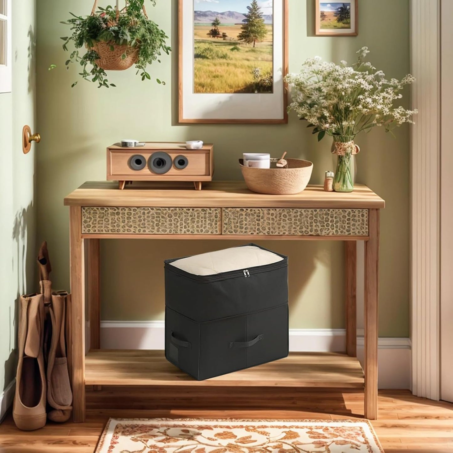 Under Bed Clothes Storage - Large Capacity Foldable Waterproof Box,Under The Bed Storage,for Quilts Blankets Seasonal Clothing Bedding Closet Garage Basement Attic Bedroom Home