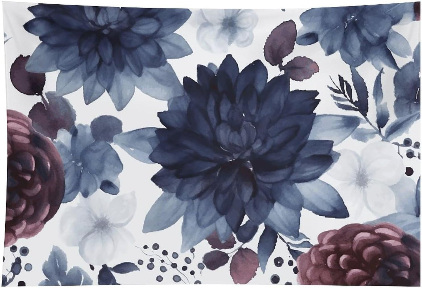 HETVBNS Watercolor Dark Blue Pattern Tapestry Wall Hanging - 60"x90" Aesthetic Tapestries Soft Polyester Wall Art Decor Large Tapestry for Bedroom Living Room Dorm Backdrop, Hanging Kit Included
