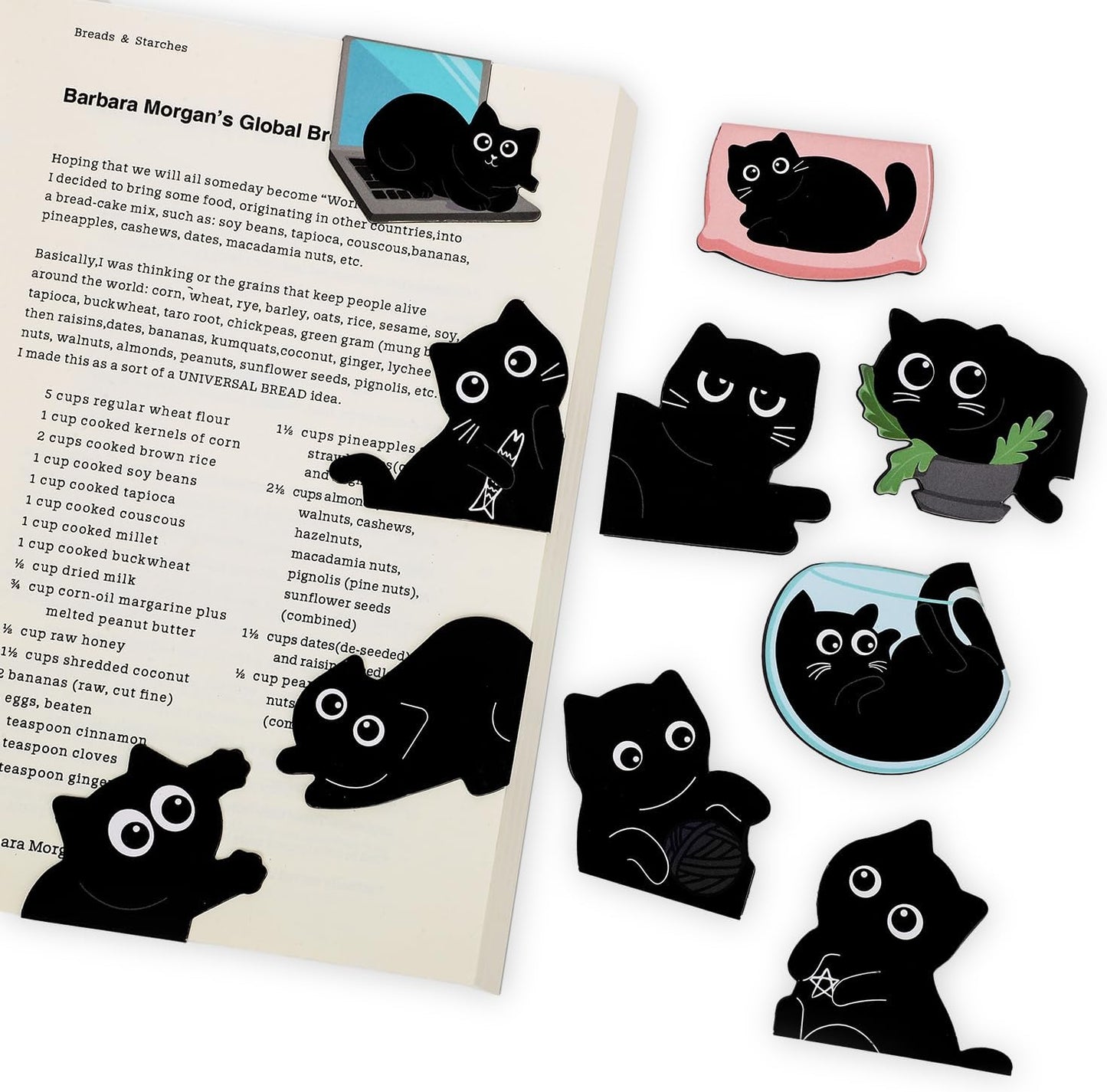 (Prudiut) 10Pcs Magnetic Bookmarks Cute Black Cat Bookmark, Easter Basket Stuffers, Black Cat Gifts for Reading Women, Bookish Gift for Book Lovers, Easter Decorations, Easter Gifts for Kids, Women