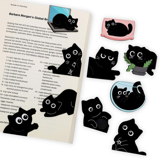 (Prudiut) 10Pcs Magnetic Bookmarks Cute Black Cat Bookmark, Easter Basket Stuffers, Black Cat Gifts for Reading Women, Bookish Gift for Book Lovers, Easter Decorations, Easter Gifts for Kids, Women