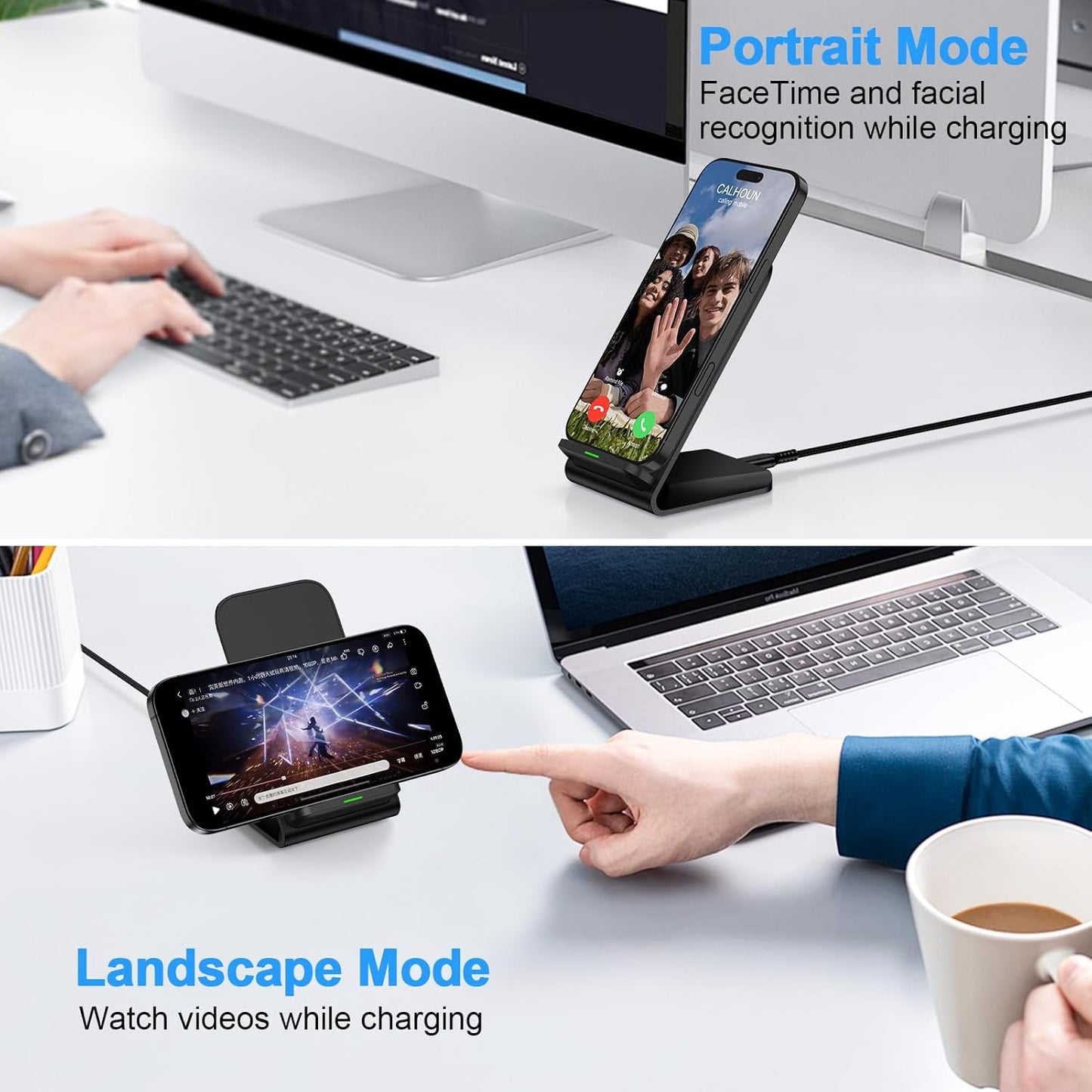Samsung S25 Wireless Charger Stand Wireless Phone Charger for Android Samsung Galaxy S25 Ultra S25 Edge S25 Plus S25FE S24FE S23 S22 S21 S20 S26, Wireless Charging Station for iPhone 17 with Adapter
