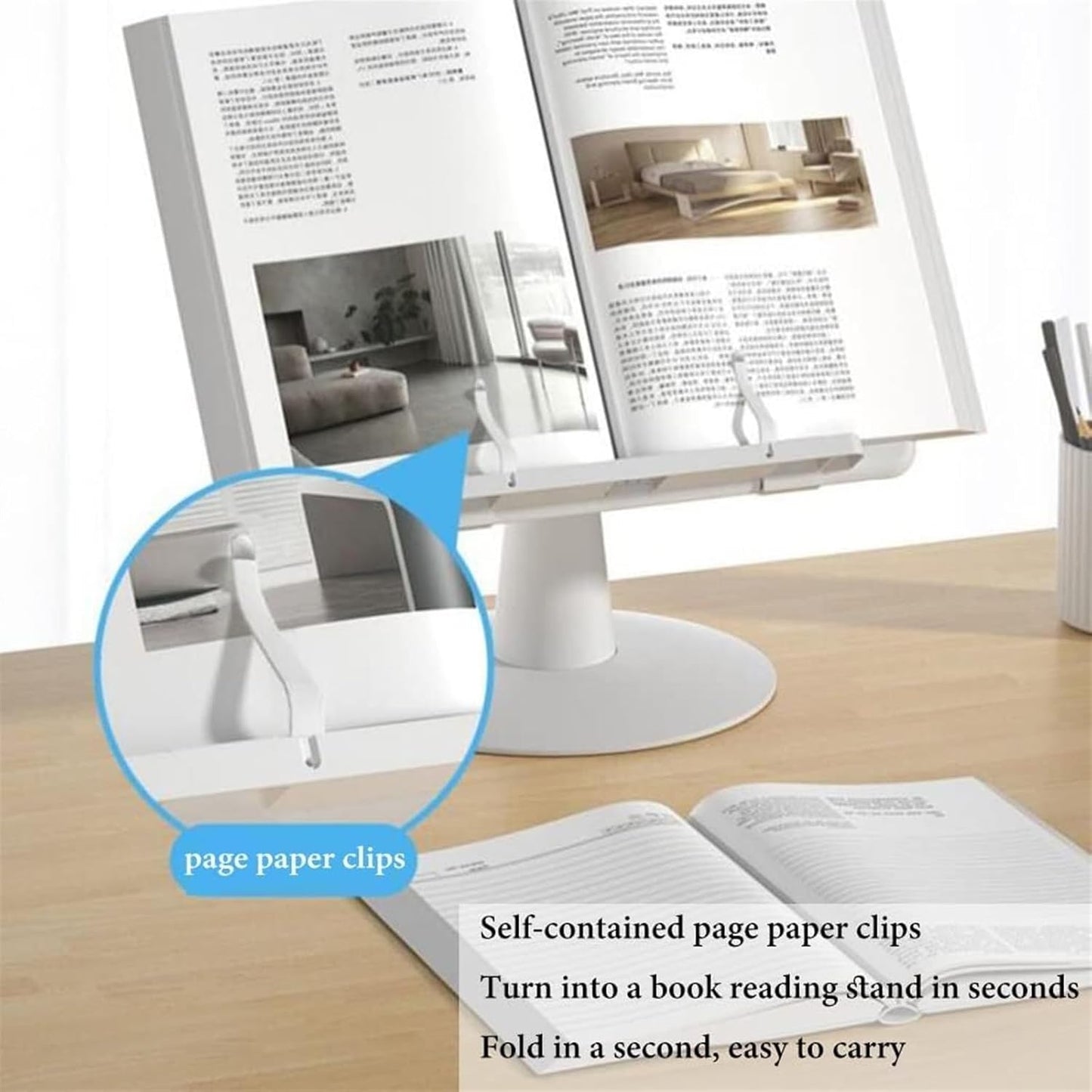 Book Stand for Reading Hands Free, Laptop Stand for Desk, Cookbook Holder Stand with 4 Gear Angle Adjustment, Floor Stand Book Holder for Tablet Recipes Textbook (Color : /Pink) (/Pink) (/White )
