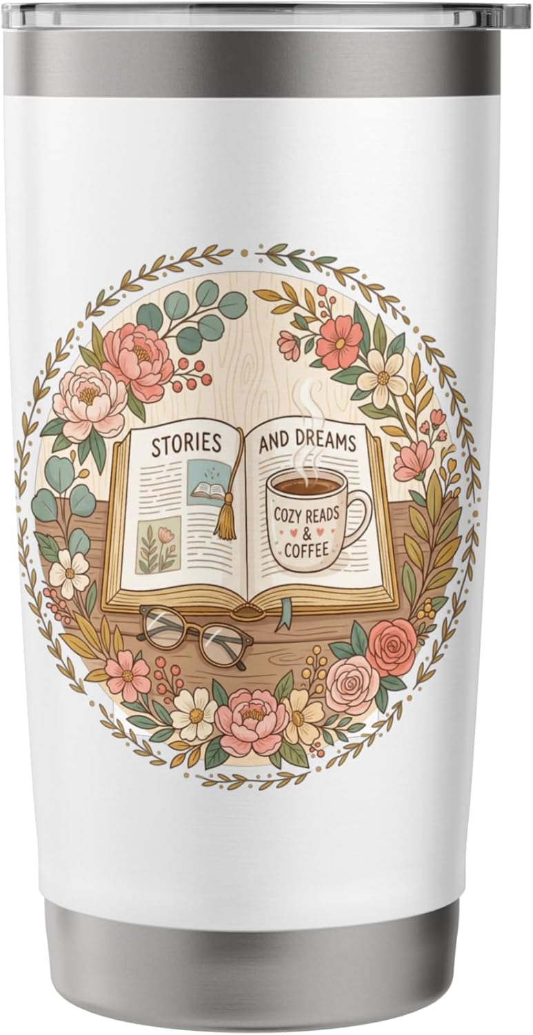 Cozy Reading Book Lover Aesthetic | Cute Bookworm Librarian Stainless Steel Insulated Tumbler