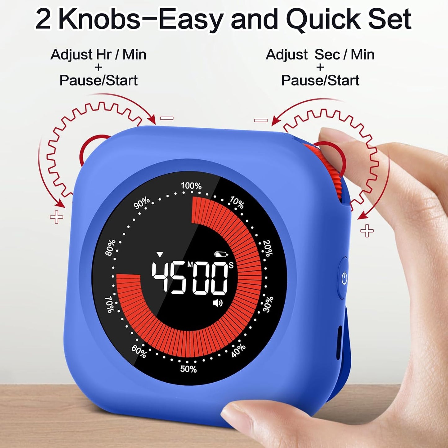 Visual Timer for Classroom Rechargeable, 10-Hour Digital Timers with Visual Time Bars Design, 3 Brightness/3 Volume Adjustable Magnetic Timer, Countdown/up Timer for Study Game Gym Kitchen Office