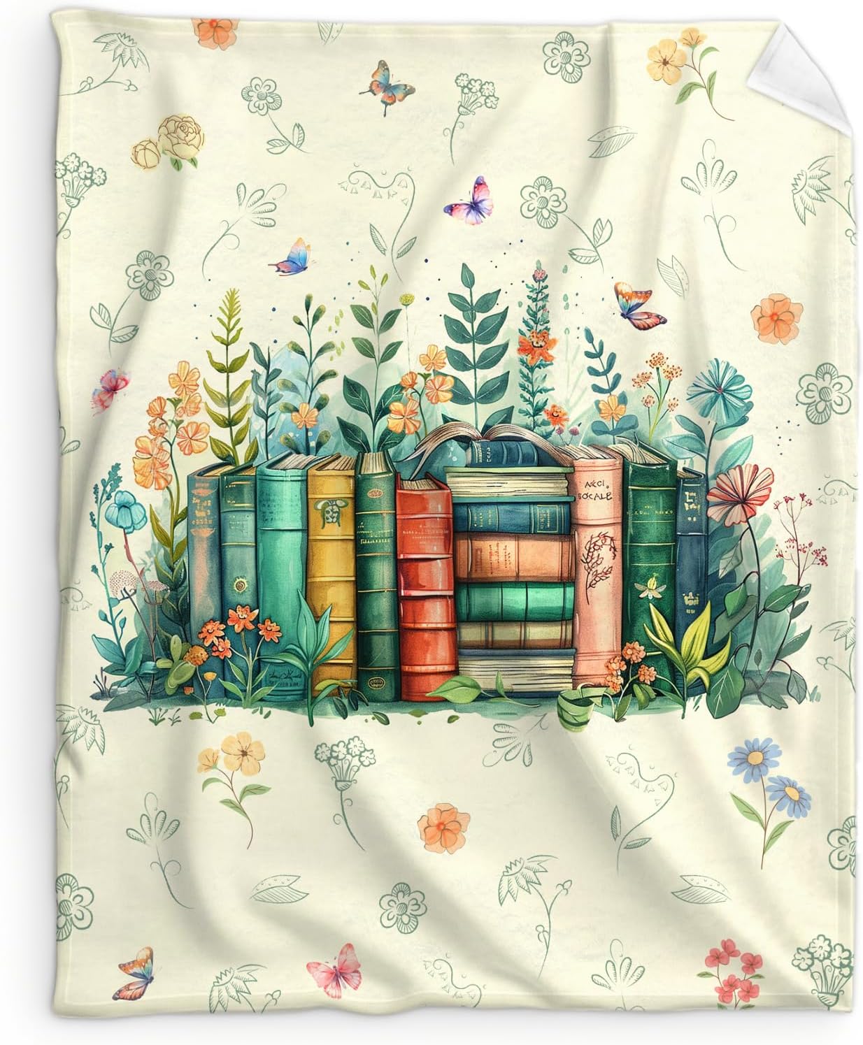 Books Blanket Gifts for Book Lovers - Vintage 50x60 Inches Reading Throw Blanket for Library - Soft Fuzzy Comforter for Couch Sofa Bed - Bedroom Decor for Read Lovers