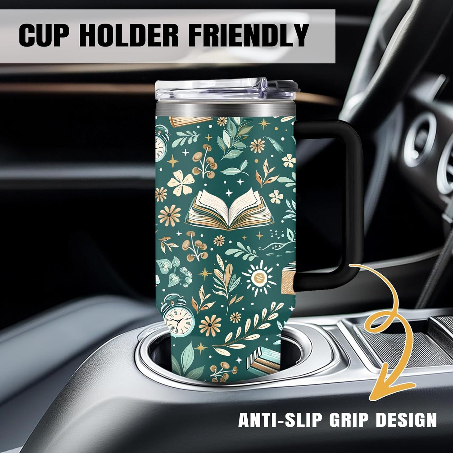 Reading Tumbler For Women, 30 Oz Reading Stainless Steel Vacuum Tumbler, Birthday Christmas Graduation Gifts For Women Mom Sister Best Friends, Green Travel Coffee Insulated Cup