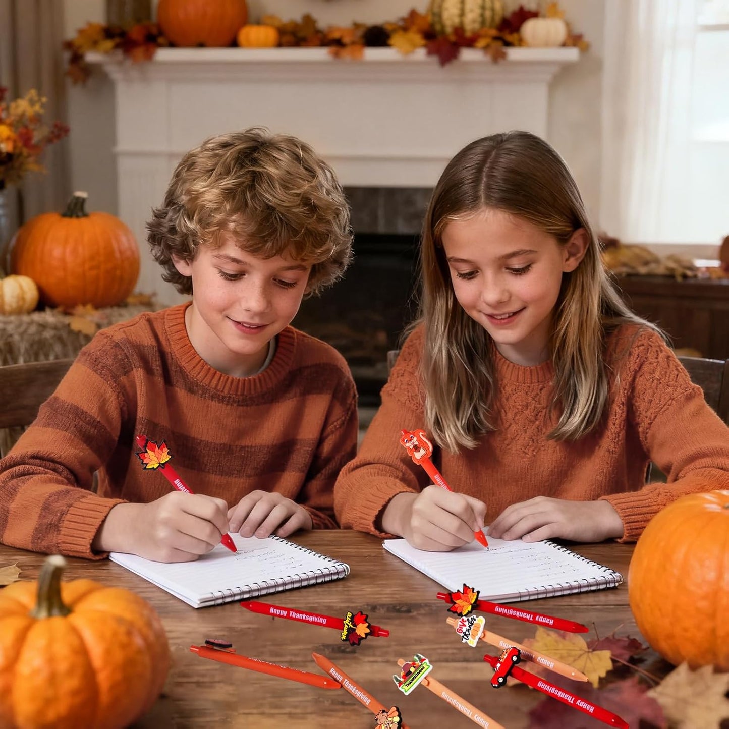 48 Pcs Thanksgiving Day Gifts Cute Fun Ballpoint Pens with Bookmark Kawaii Maple Leaves Pumpkins and Turkeys Shape Funny Pens Bulk for School Office Home Student Kids Present (Thanksgiving)