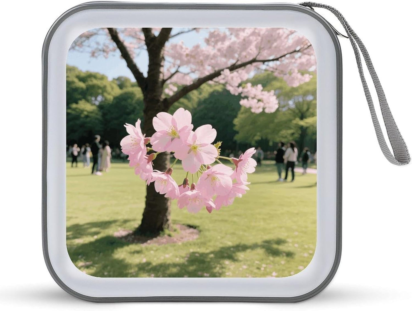 Cherry Blossom CD Case Portable Zipper CD Case 40 Capacity Hard Plastic DVD Cases Holder Large Storage Disc Wallet Bag for Car Home Travel DVD Collection Bag