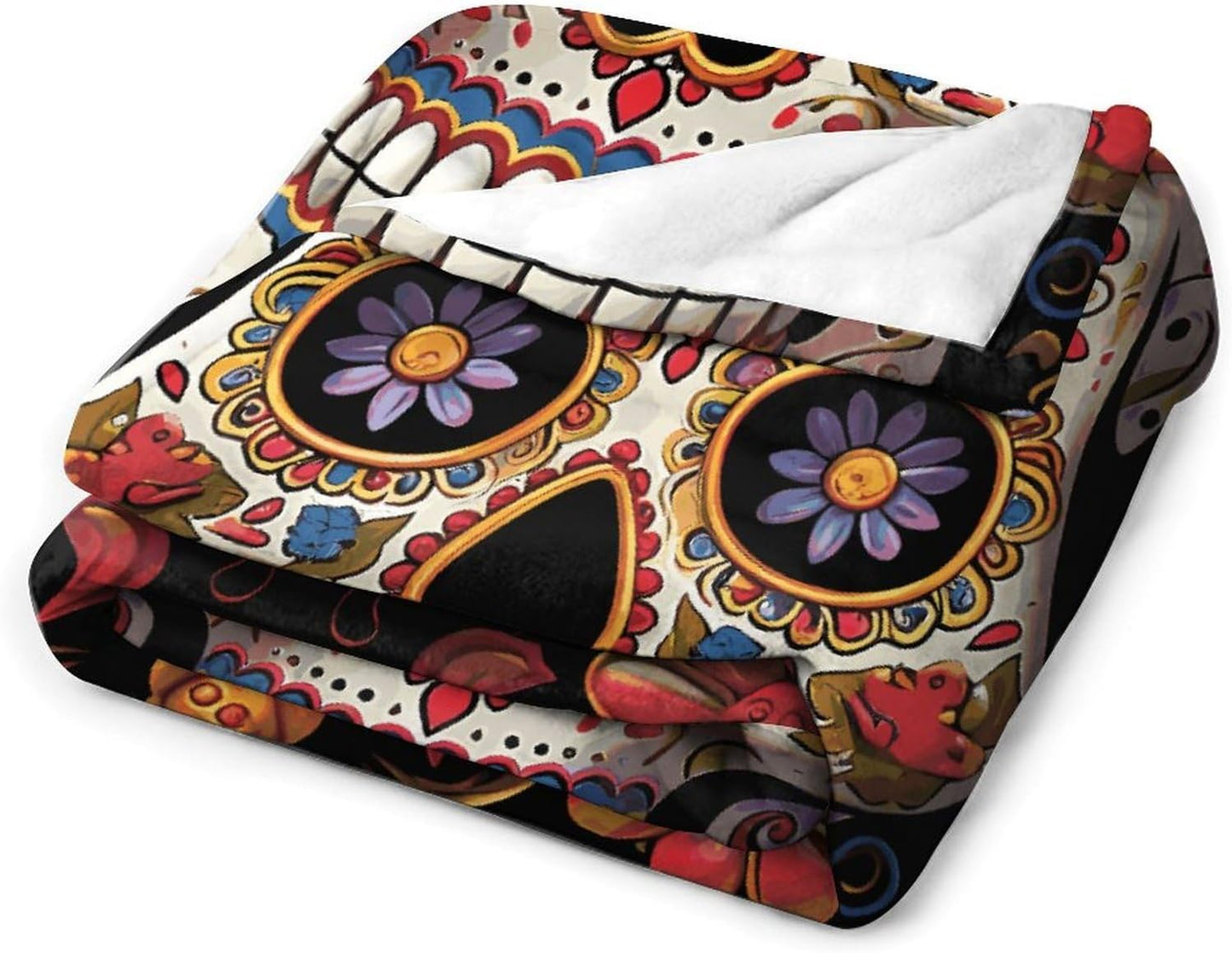 Sugar Skulls Blanket Super Soft Lightweight Throw Blanket Cute Cozy Warm Bed Blanket Decorative Fuzzy Blanket All-Season Home Decor Gift for Sofa Couch Living Room 50"*60"（130 * 150cm）