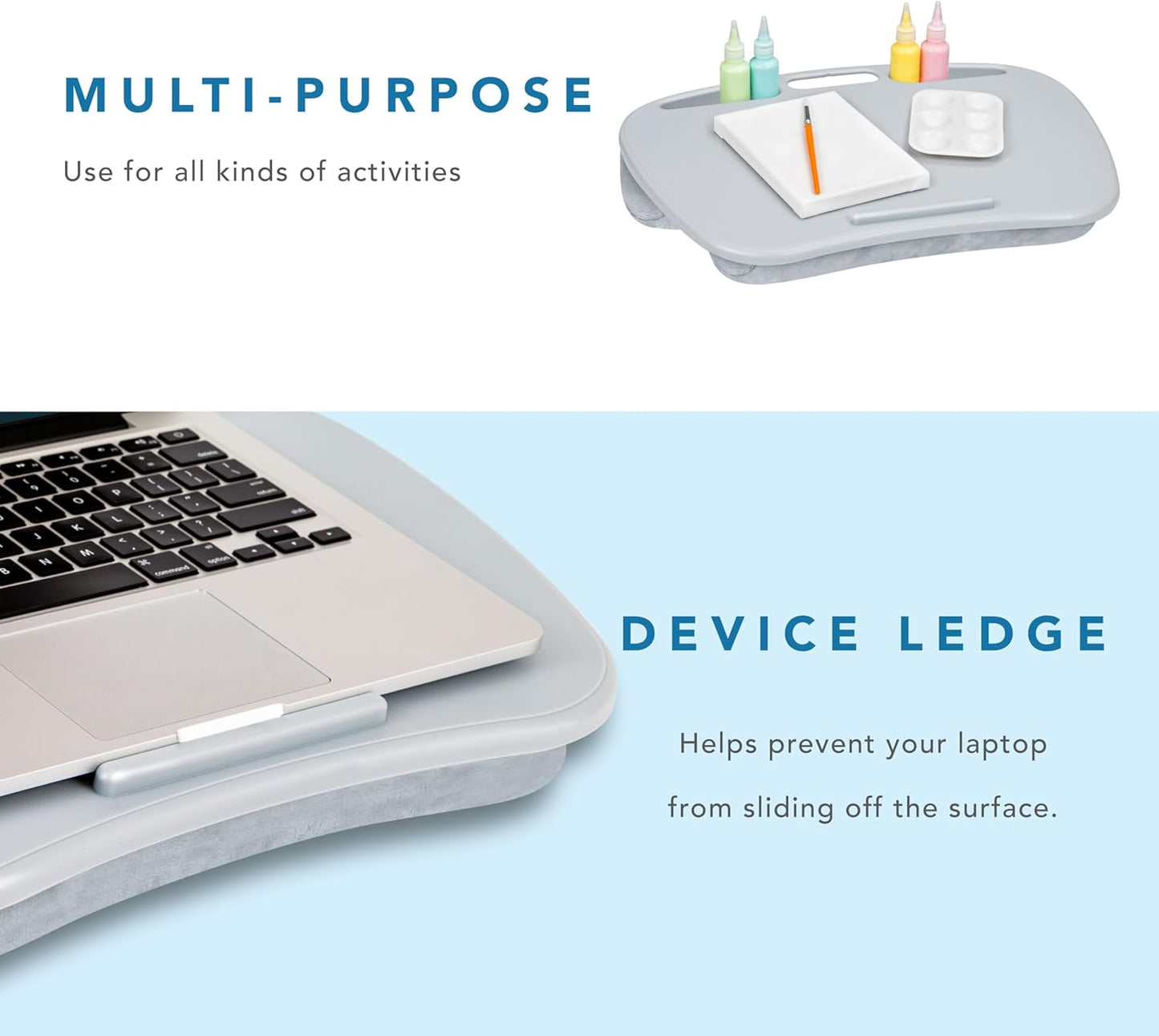 LAPGEAR MyDesk Lap Desk with Device Ledge and Phone Holder - Cool Gray - Fits up to 15.6 Inch Laptops - Style No. 44435