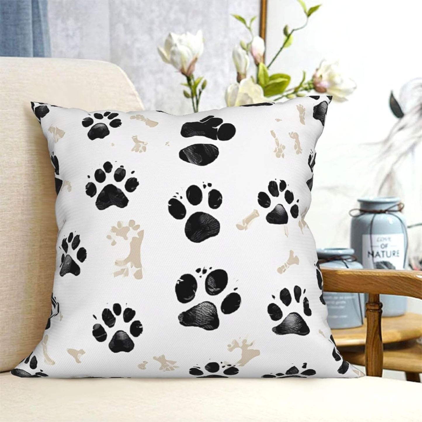 All-Season Square Pillow Covers 18"X18", Bone, Decorative Throw Pillow Covers for Sofa Bed Couch, Hidden Zipper Cushion Cover, Square Lumbar & Accent Pillowcases for Home Decor