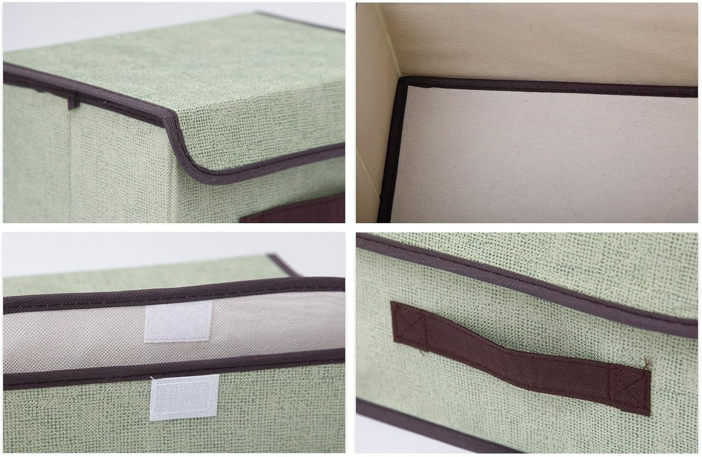 TONSHEN Foldable Hard Set of 3 (1 Gray+1 Green+1Beige) Storage Boxes Storing books, Clothing, Mini Underbed Storage Boxes (Small)