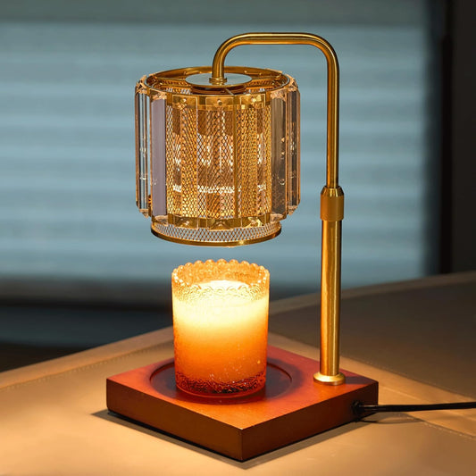 Candle Warmer Lamp with Timer and Dimmer Purple, Adjustable Height Glass Candle Lamp, Electric Candle Lamp Warmer for Home Decor,Gift for Women,2-Bulb Candle Warming Lamp for Jar Candles (Gold)