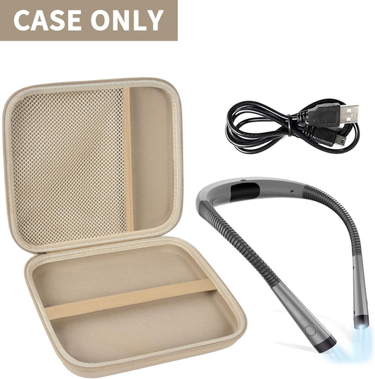 Case Compatible with Glocusent/ for Vekkia/ for LITOM/ for LEDGLE/ for TAKKUI/ for TSINGREE LED Neck Reading Light Book Light for Reading. Storage Carrying Holder for USB Cable (Box Only) -Light Khaki