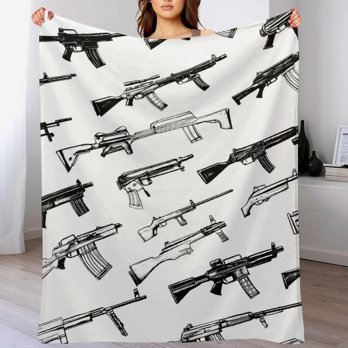 Guns Throw Blanket for Couch Bed Plush Cozy Fuzzy Flannel Blanket for All Season 50"x70"