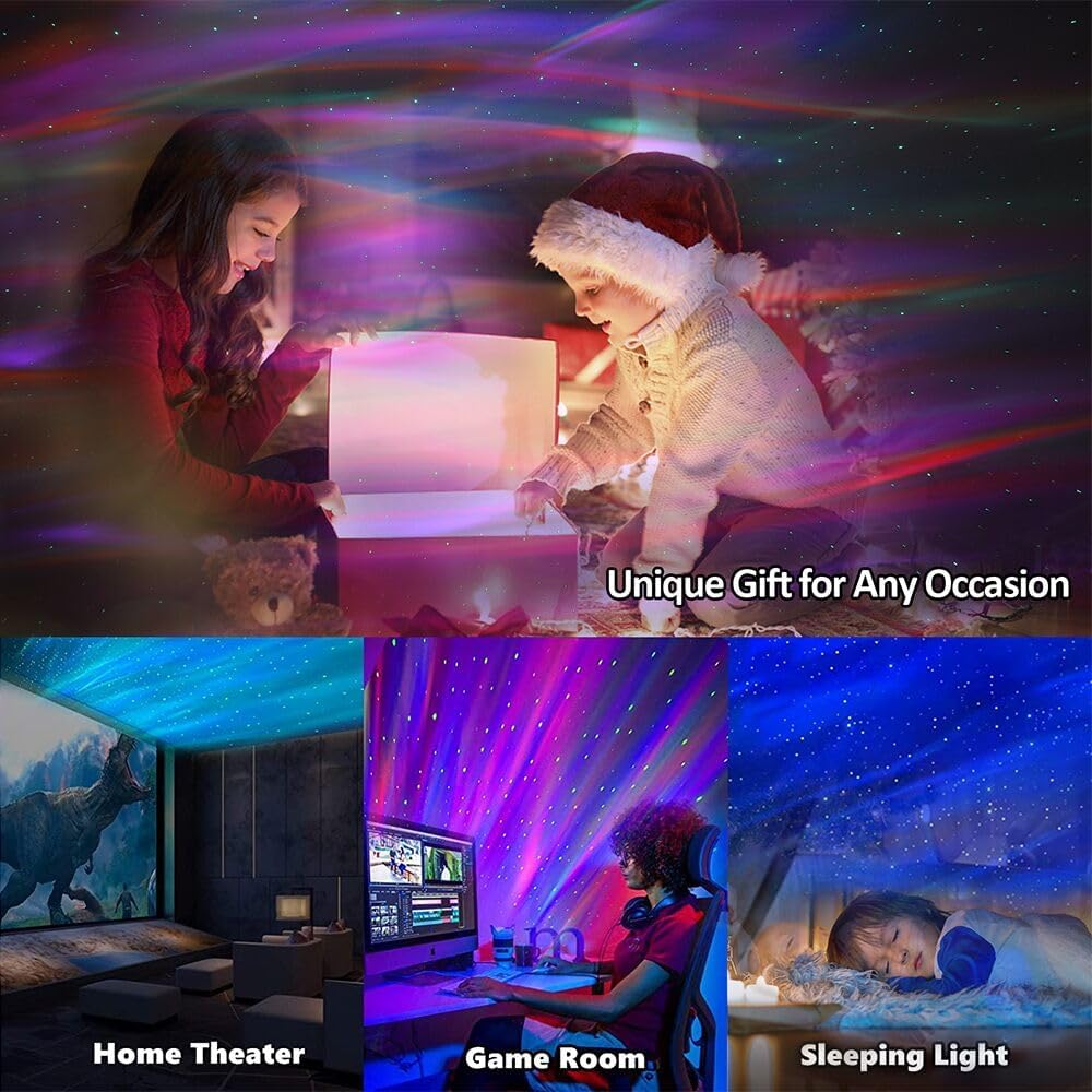 Northern Lights Projector with White Noises, Remote & Timer, Bluetooth Star Projector, Valentines Day Gifts, Aurora Projector Star Lights for Ceiling, Bedroom Decor