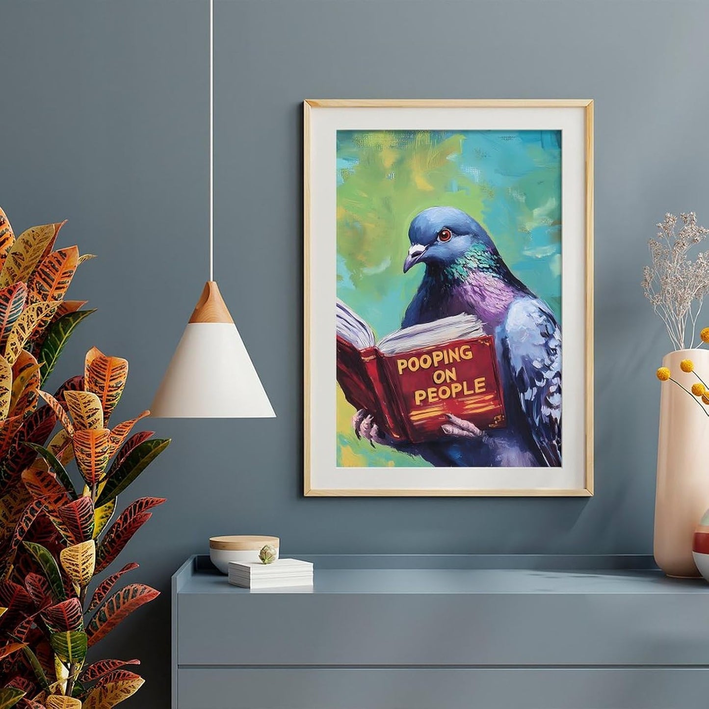 Pigeons Reading Pooping On People Personalized Poster Self-Adhesive Poster Printing Waterproof Home Decor Wall Art 30 * 45（cm）