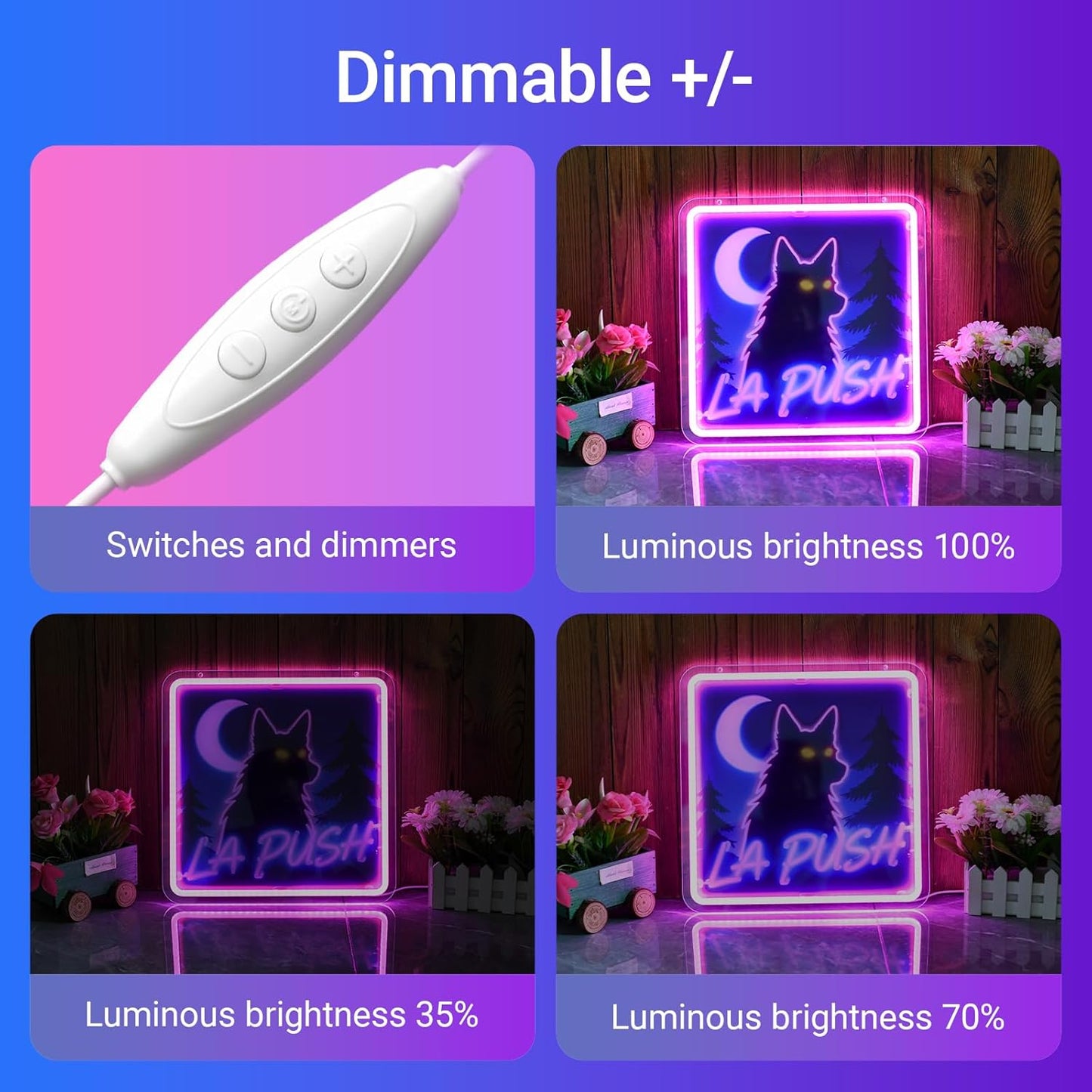 Twilig Neon Sign - 13" Pacific Wolf Moonlight Pink Coast Wall Light, Dimmable USB Decor - Forest Mystery Gift for Book Lovers