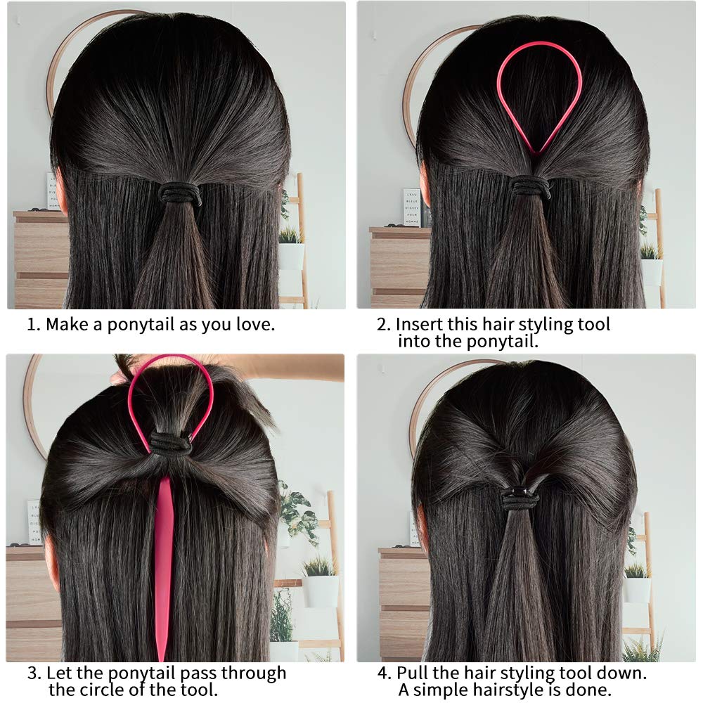 TsMADDTs Hair Braiding Tools, Hair Styling Kit with Topsy Tail Tools and French Braiders for Ponytail