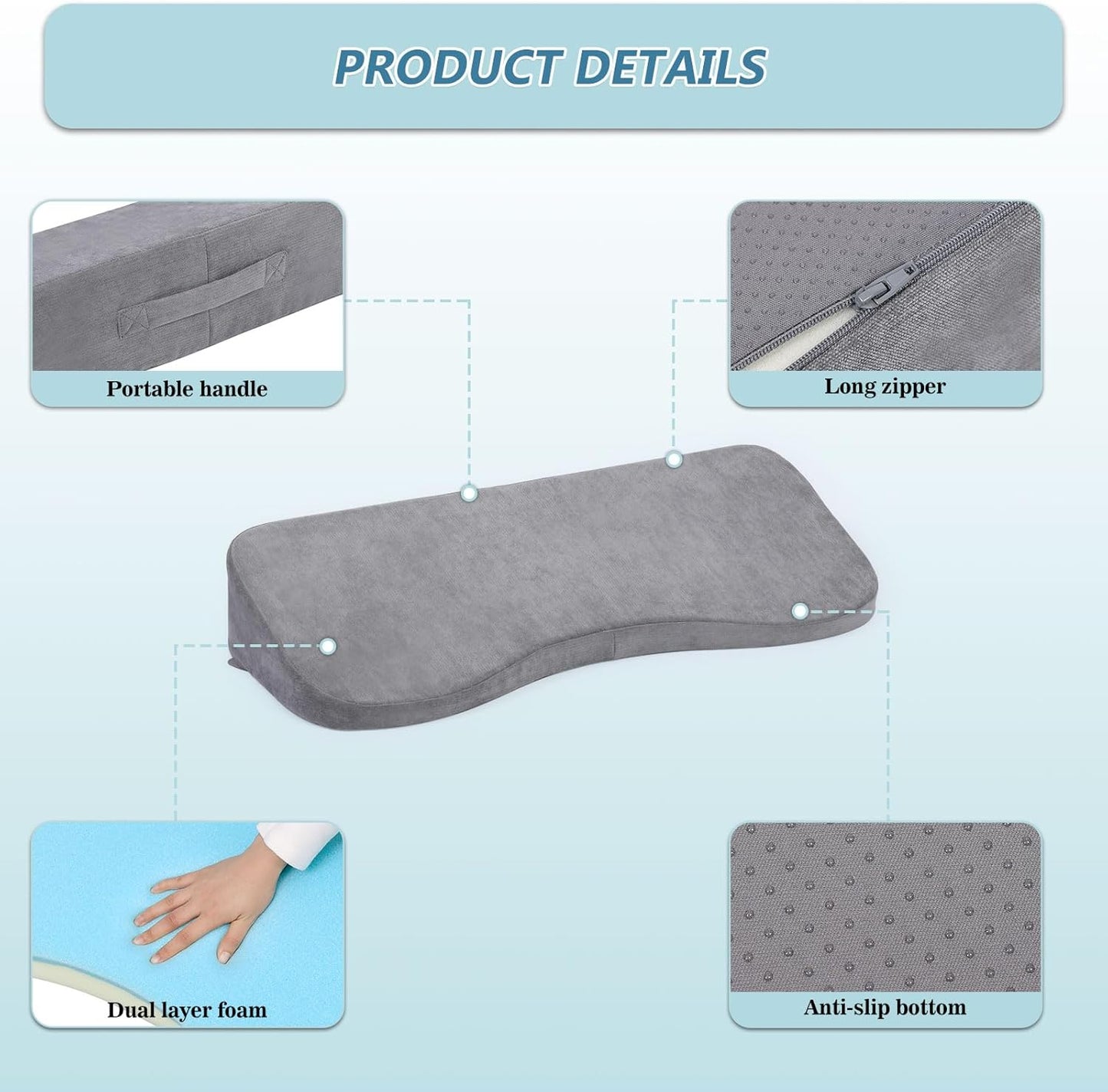 TANYOO Long Wedges for Bed Positioning Pillow for After Surgery Curved Shaped Medical Wedge Pillows for Seniors to Prevent Bed Sore and Improve Healing Process No-Slip Bottom Height 5 Inch