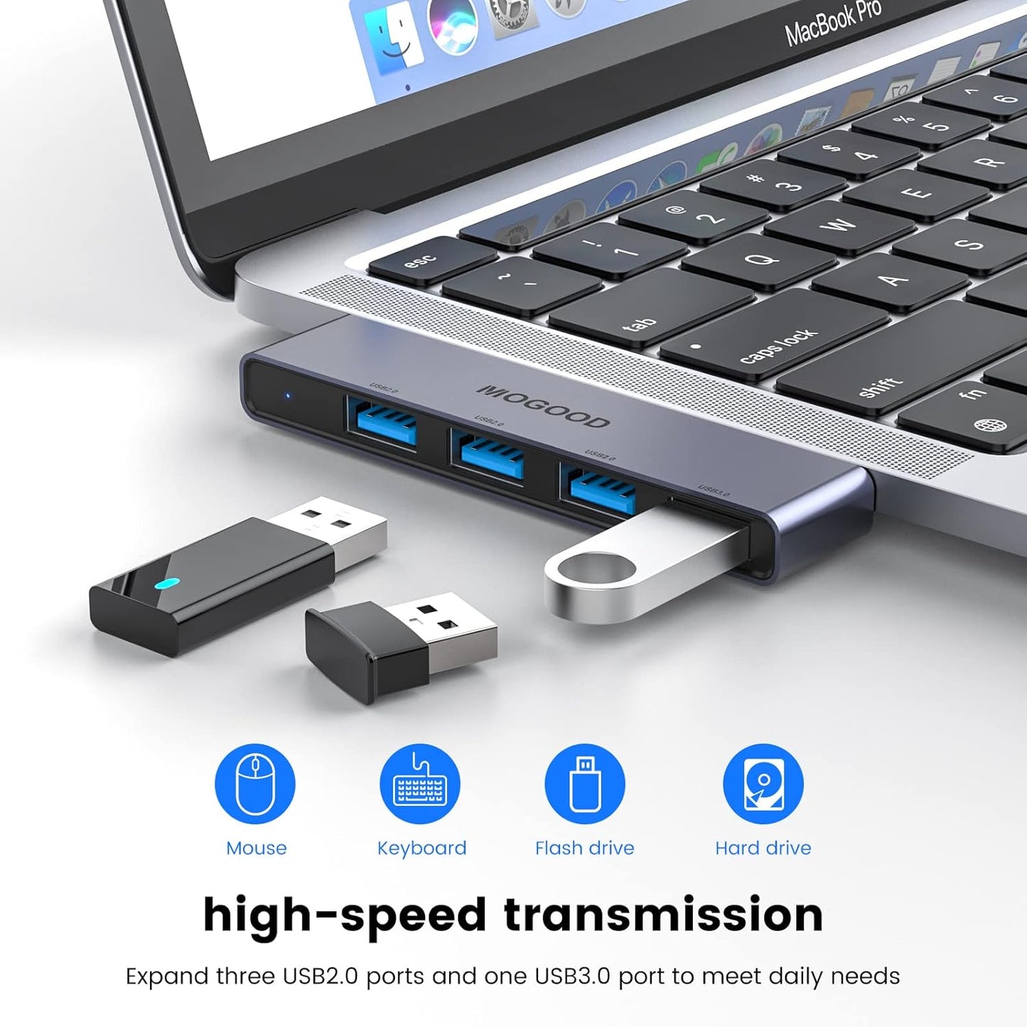 USB C to USB Hub 4 Ports,MOGOOD USB C to USB Hub Multiport Adapter,USB C Splitter with USB 3.0 Port,USB Type C Docking Station for MacBook Pro/Air2020/2019,Surface Pro and More