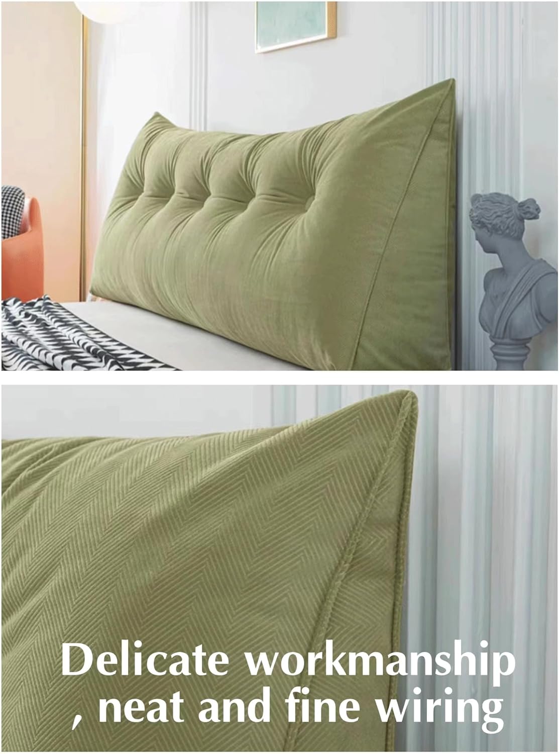 Wedge Triangular Headboard Bed Rest Reading Pillow Backrest Positioning Support Bolster Cushion with Removable Cover for Dorm Bed Use(Size:120x50x20cm,Color:Blue)