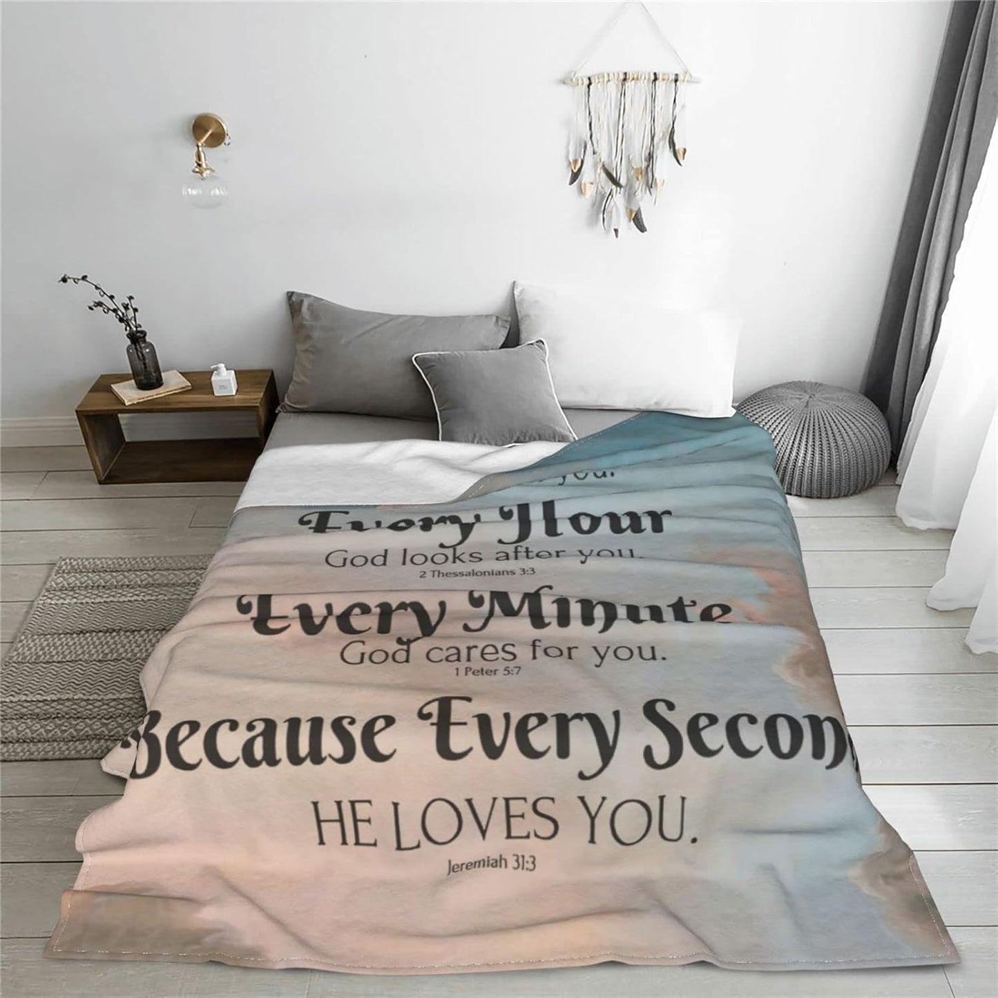 Bible Verse Blanket with Inspirational Thoughts and Prayers- Religious Throw Blanket Soft Lightweight Cozy Plush Warm Blankets for Women Men Gift 50"X 60"