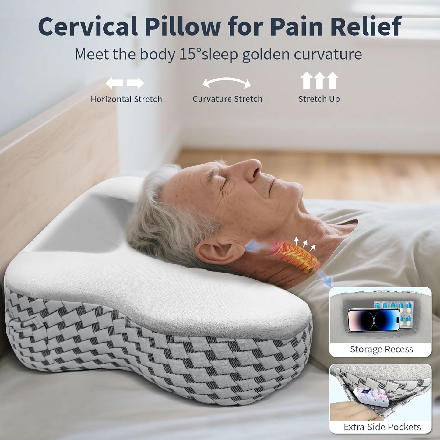 Multifunctional Memory Foam Pillows, Cervical Neck Pillow, Reading Pillow for Gaming Lap Desk Pillow for Laptop, Ergonomic Support Pillow for Sleeping, Gaming, Reading, Working
