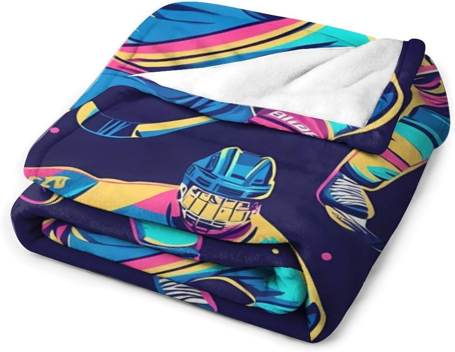 Ice Hockey Players Throw Blanket for Couch Bed Plush Cozy Fuzzy Flannel Blanket for All Season 30"x50"
