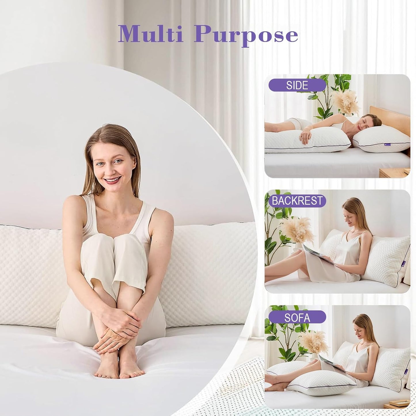 HOMELAB Adjustable Shredded Memory Foam Body Pillow, 20x54 Long Pillow for Back, Shoulder, Hip and Knee Support, Side Sleeper Body Pillow for Adults with Washable Cover
