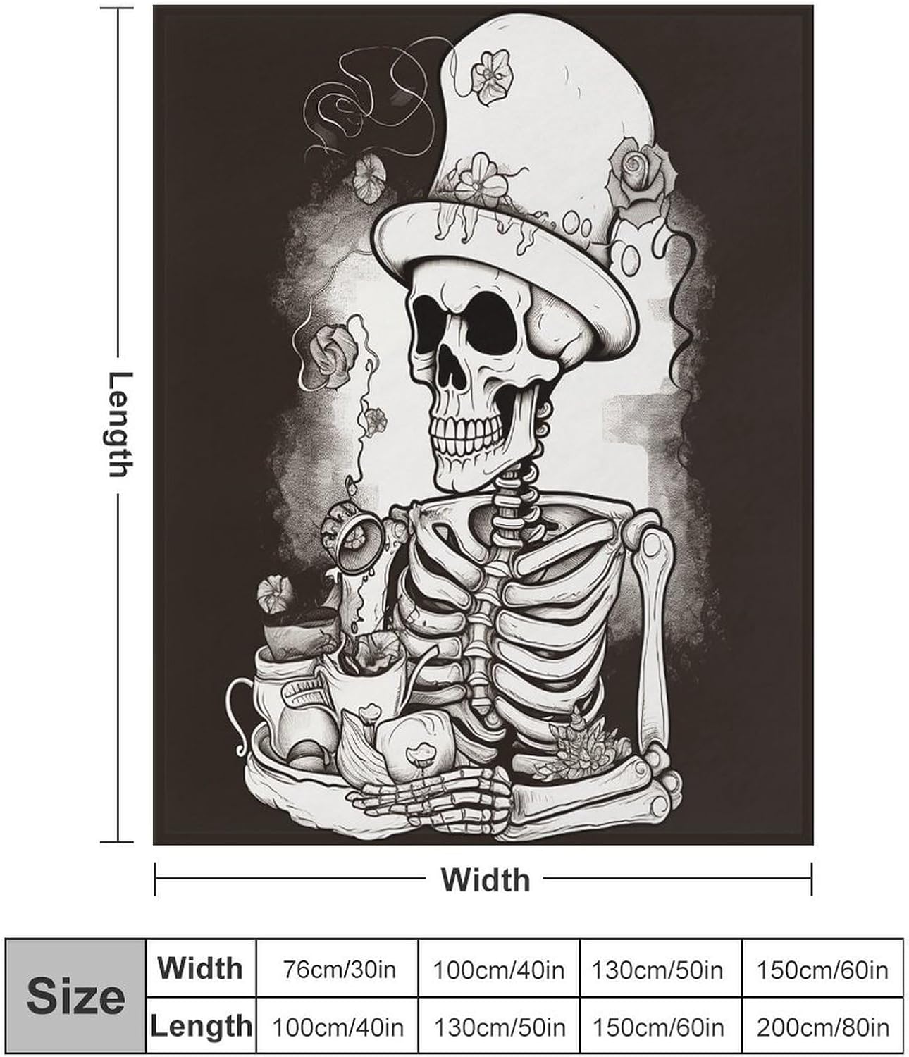 Skeleton Chef Blanket Super Soft Lightweight Throw Blanket Cute Cozy Warm Bed Blanket Decorative Fuzzy Blanket All-Season Home Decor Gift for Sofa Couch Living Room 40"*50" （100 * 130cm）
