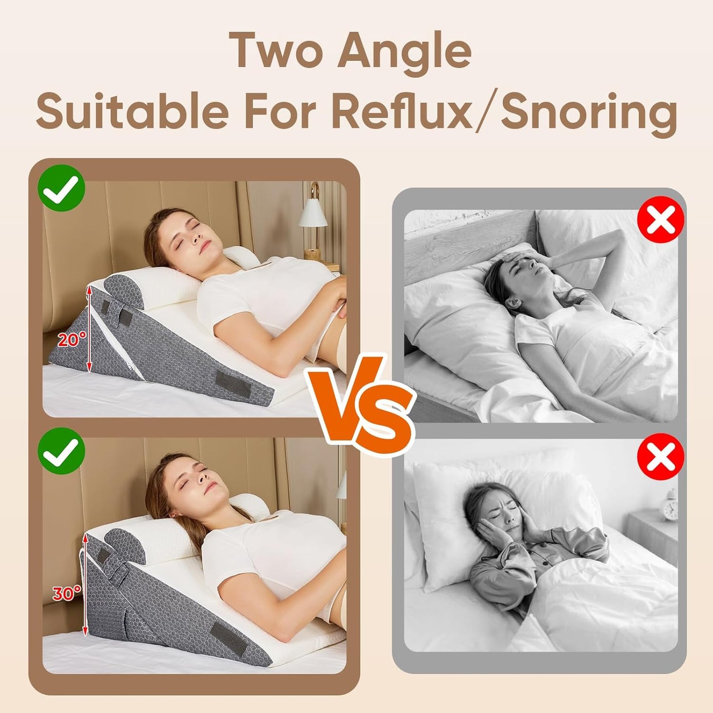 3-Piece Adjustable Bed Wedge Pillow Set for After Post Surgery,10-in-1 Orthopedic Foam Wedge Pillow Headboard Support for Acid Reflux, Sleeping,Snoring, Back & Leg Pain Relief
