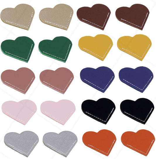 20 PCS Leather Heart Bookmark Heart Page Corner Handmade Bookmark Leather Reading Cute Bookmarks Accessories for Women Bookworm Present Book Lovers (10 Elegant Colors) 2.24x2.17inch