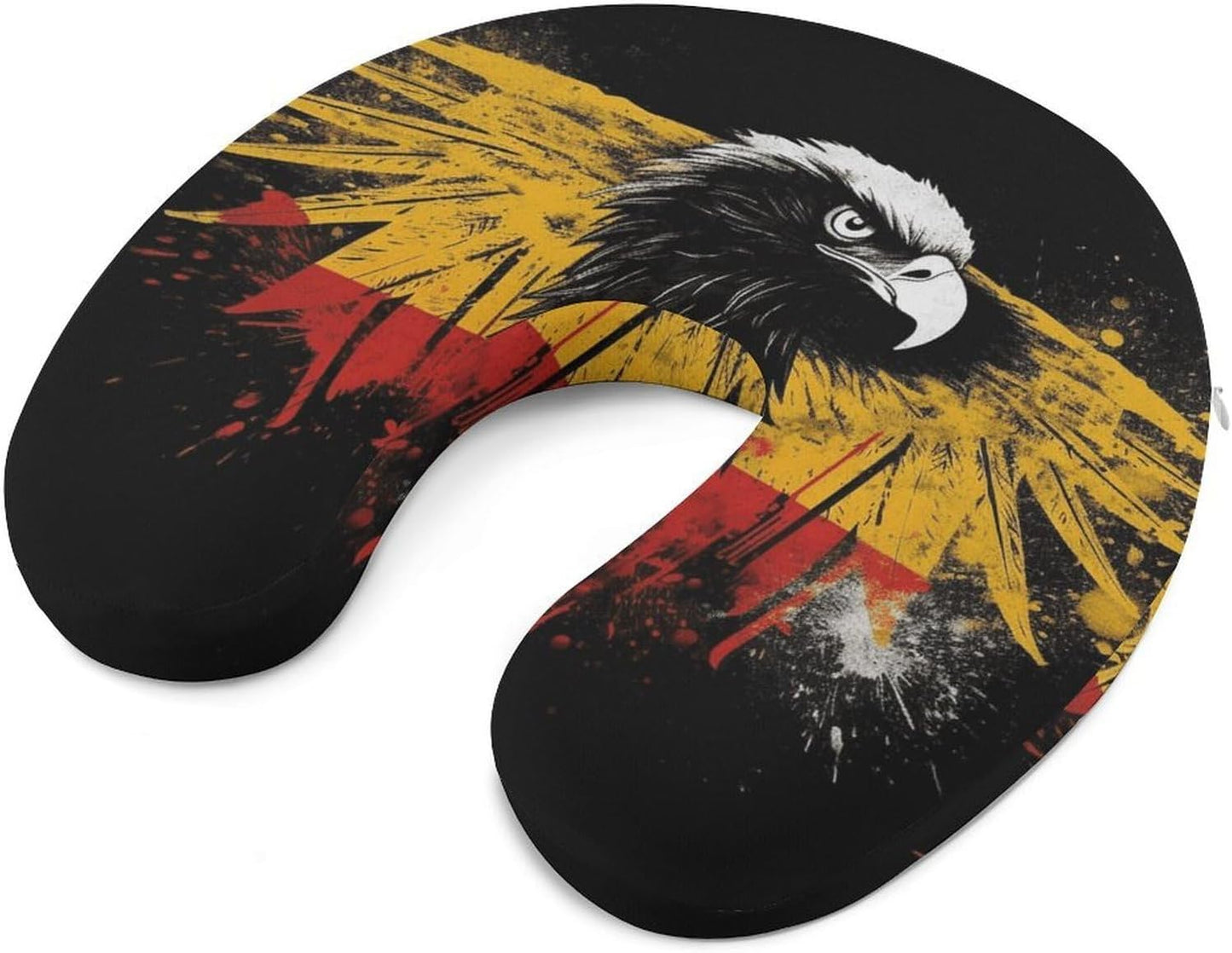 Germany Flag Eagle Neck Pillow Memory Foam U Shaped Pillows Portable Pillows for Shoulder Travel Head Support Pillow with Concealed Zipper for Airplane Car Home Office