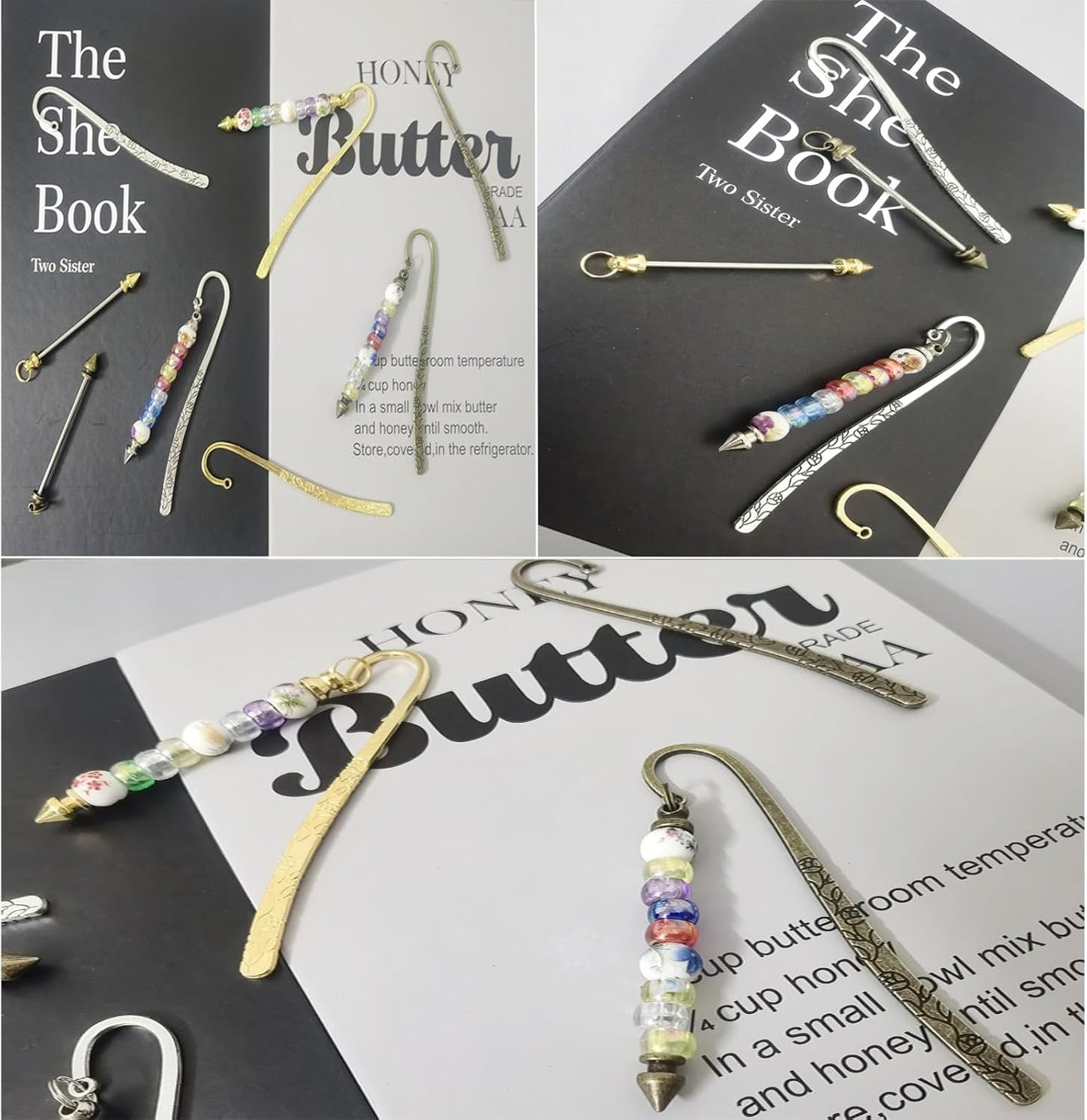 12 Pcs Beadable Bookmarks DIY Metal Blank Bar Bookmark for Beads Metal Bookmark Hairpin Hook Carved Antique Vintage Bookmarks Gift for Book Lovers Student Teacher Office Supplies