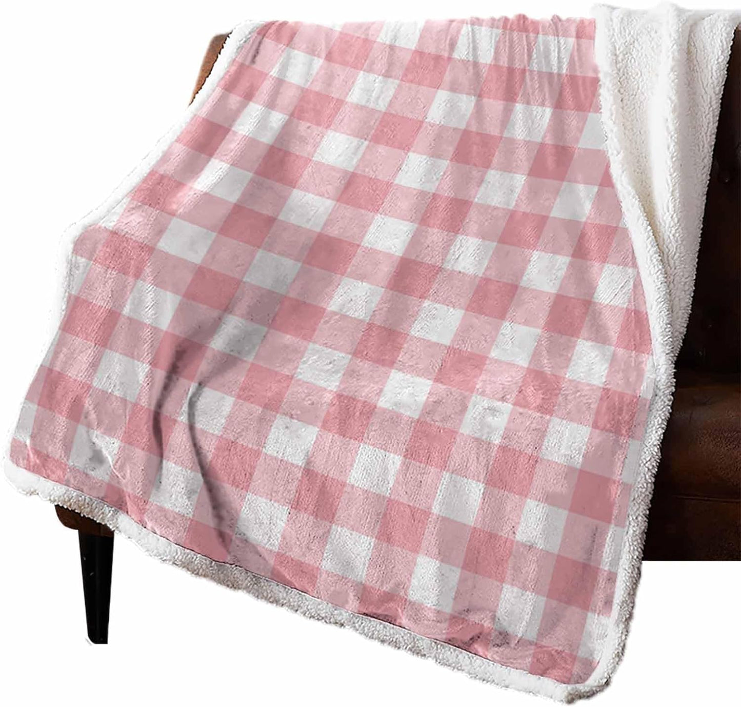 Valentine's Day Sherpa Throw Blankets Romantic Love Flannel Fleece Blanket Pink Buffalo Check Plaid Soft Cozy Warm Reversible Fluffy Plush Blankets and Throws for Couch Bed Sofa All Season 40x50
