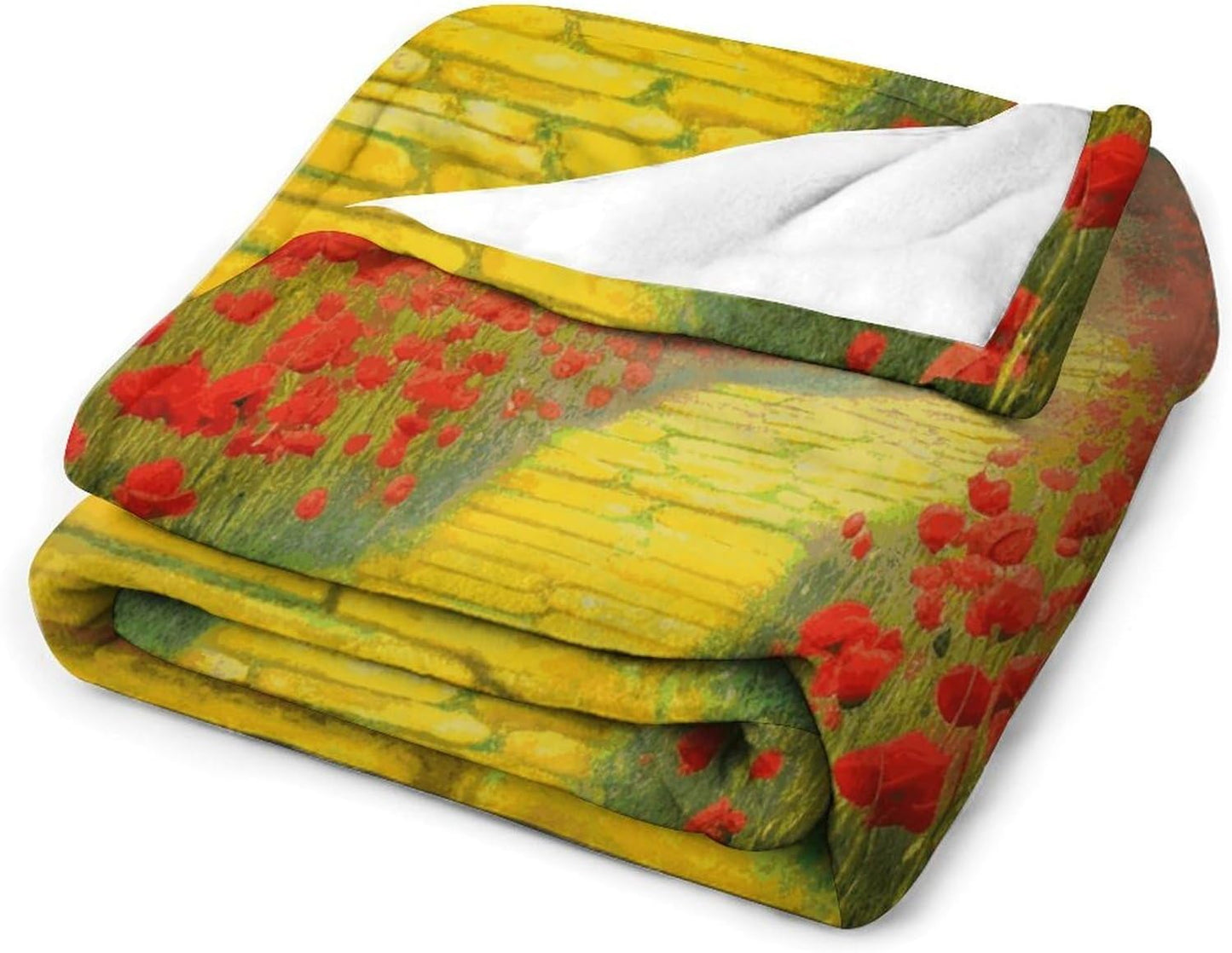 Poppies Field Yellow Brick Road Blanket Super Soft Lightweight Throw Blanket Cute Cozy Warm Bed Blanket Decorative Fuzzy Blanket All-Season Home Decor Gift for Sofa Couch Living Room 60"*80"（150*200cm