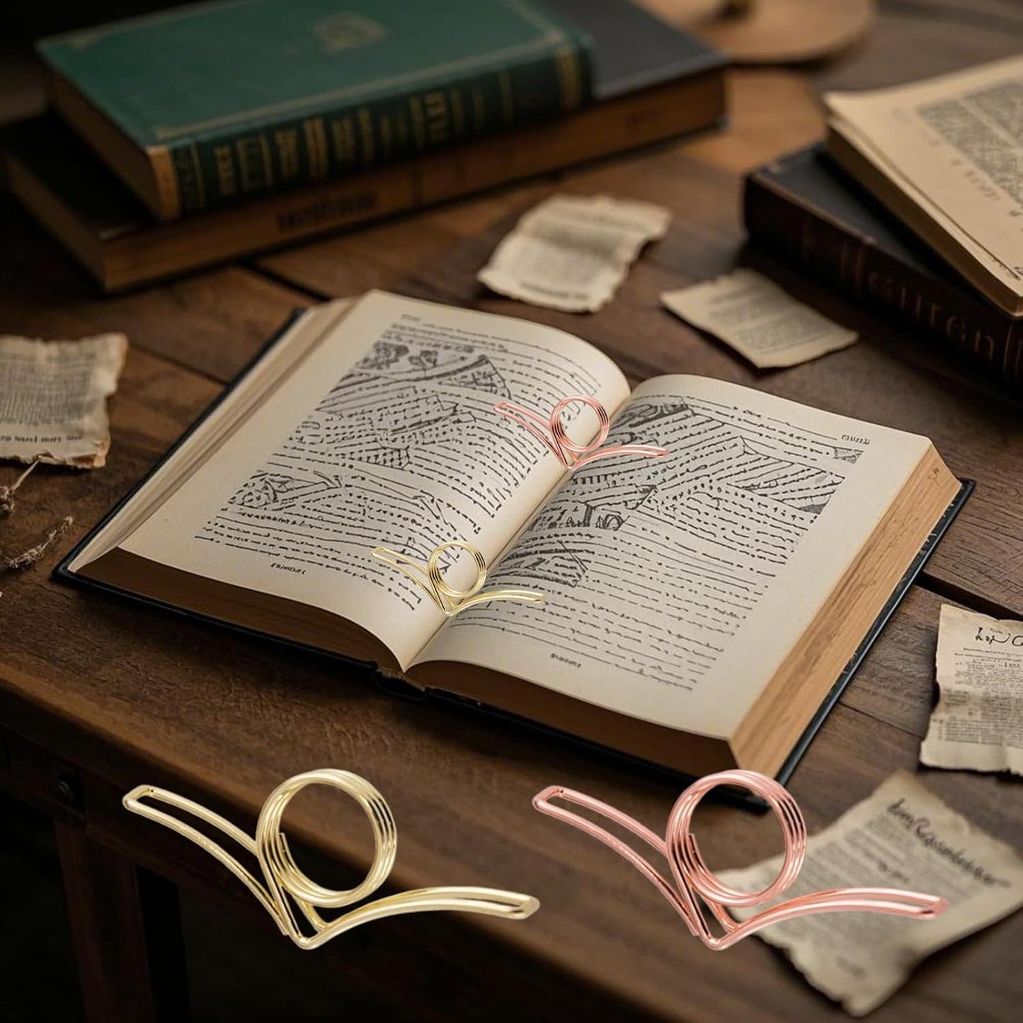 6 PCS Thumb Book Page Holder Professional Thumb Page Holder Metal Book Thumb Holder Book Opener Holder Book Holder Thumb Reading Book Accessories for Reading Lovers(Gold and Rose Gold)