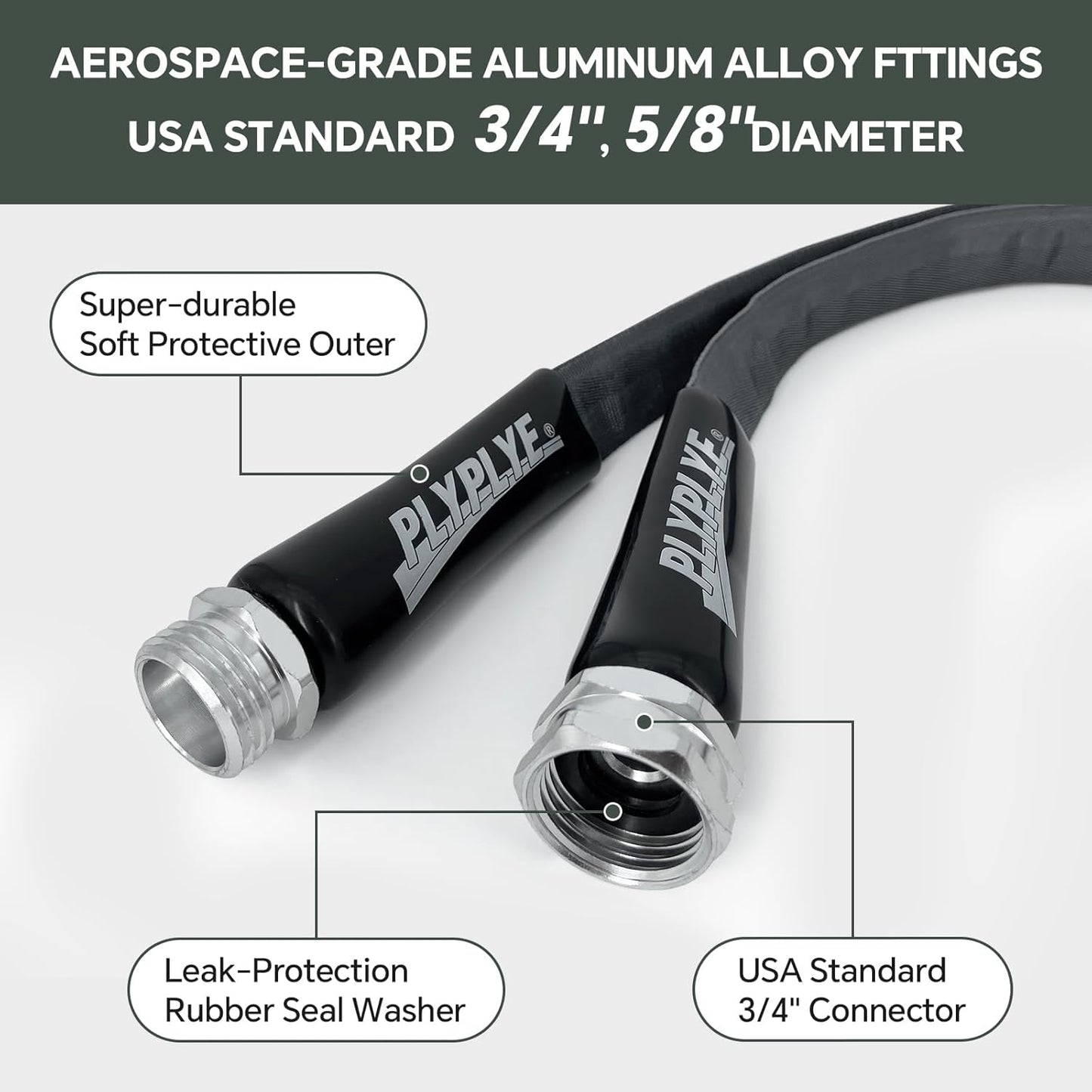 Garden Hose 100ft, Made of TPU(Not PVC), Ultra-Light & Flexible Water Hose, Non-Shrinking, Easy to Store, Drinking Water Safe Material, All-weather, Black&Gray